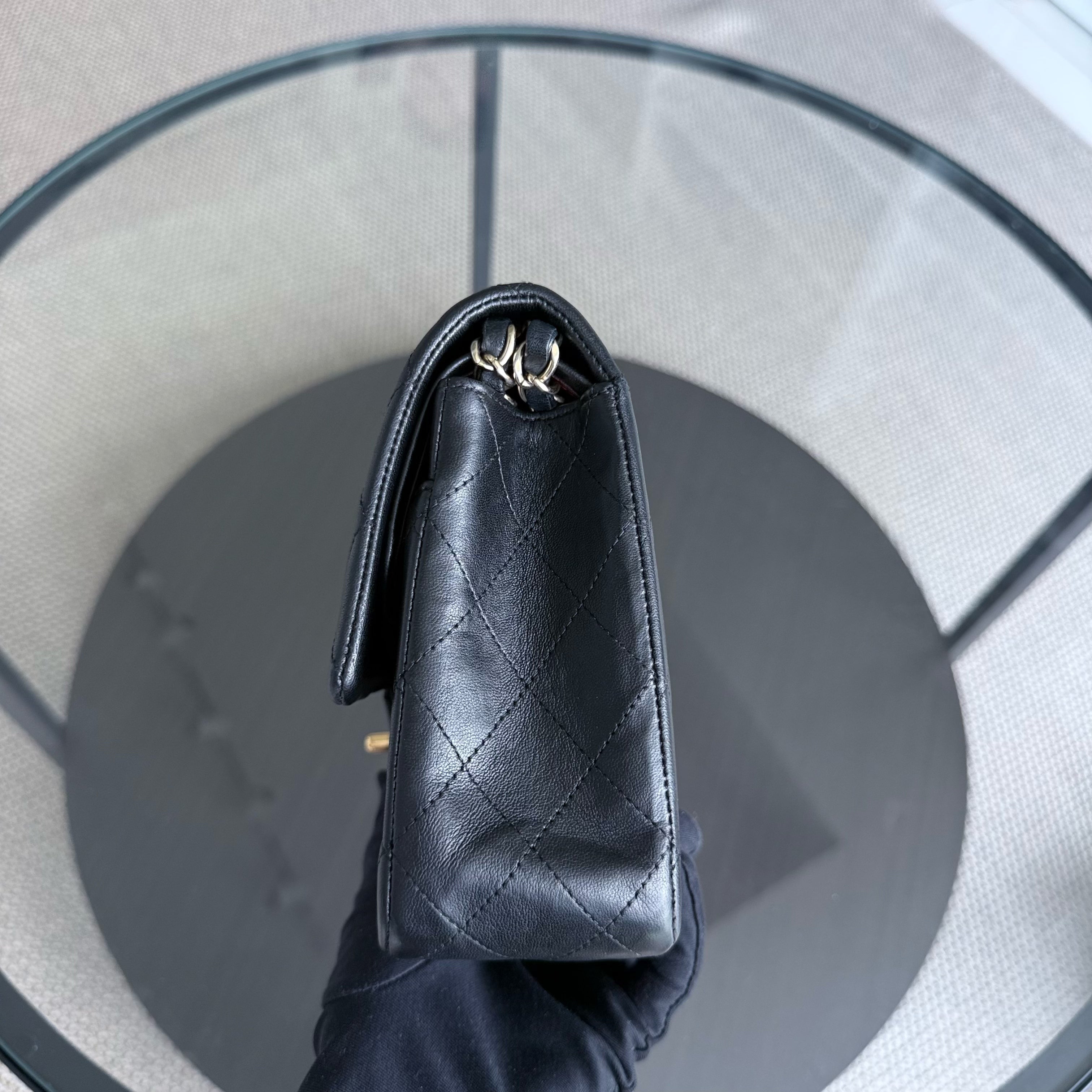 Chanel Classic Flap Medium - 25CM Quilted Lambskin Black Gold Hardware Series 13