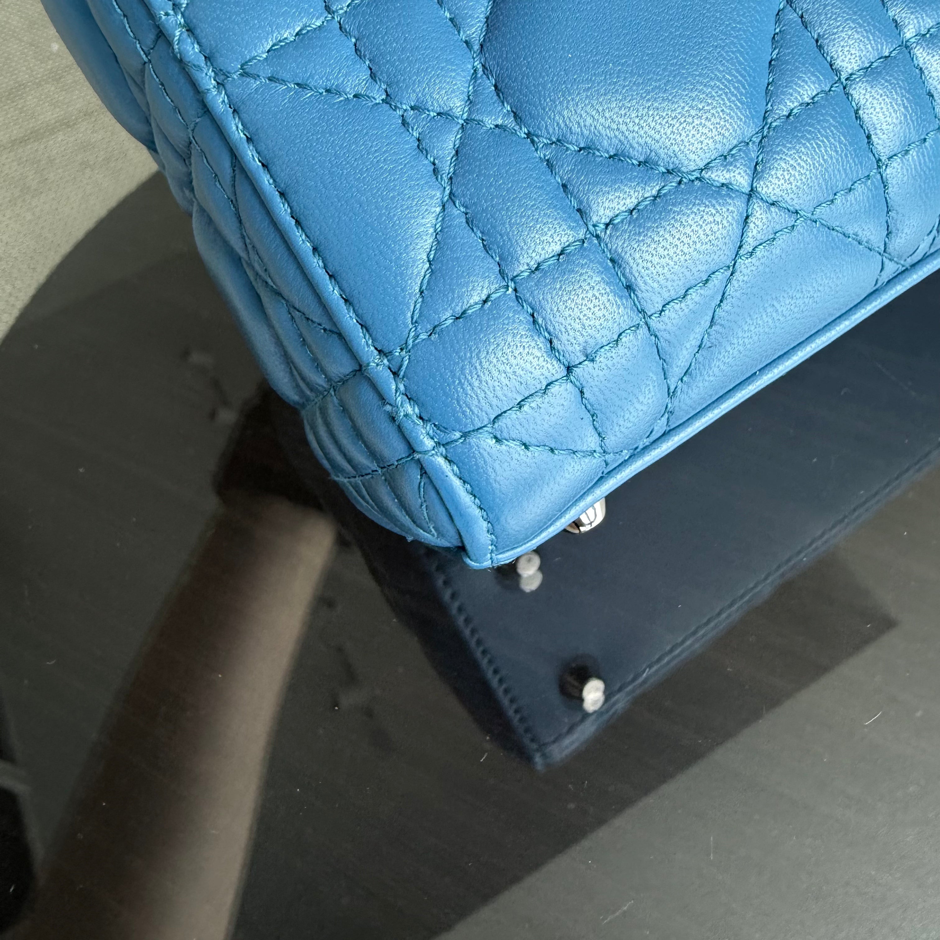 Dior Lady Mini - Cannage Lambskin Blue Silver Hardware Adjustable Strap