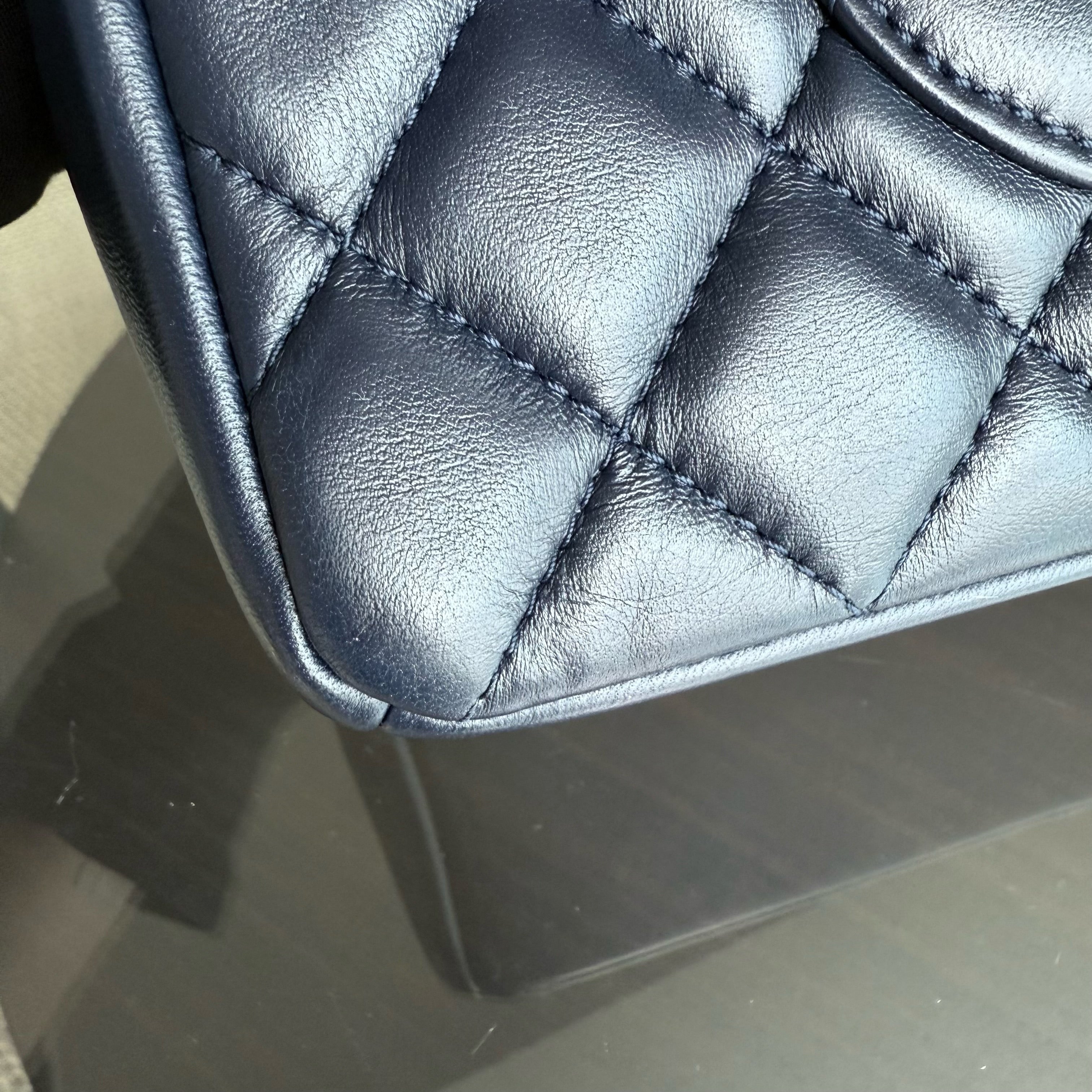 Chanel Chic Flap Seasonal Flap Medium - 25CM Quilted Lambskin Dark Blue Series 21