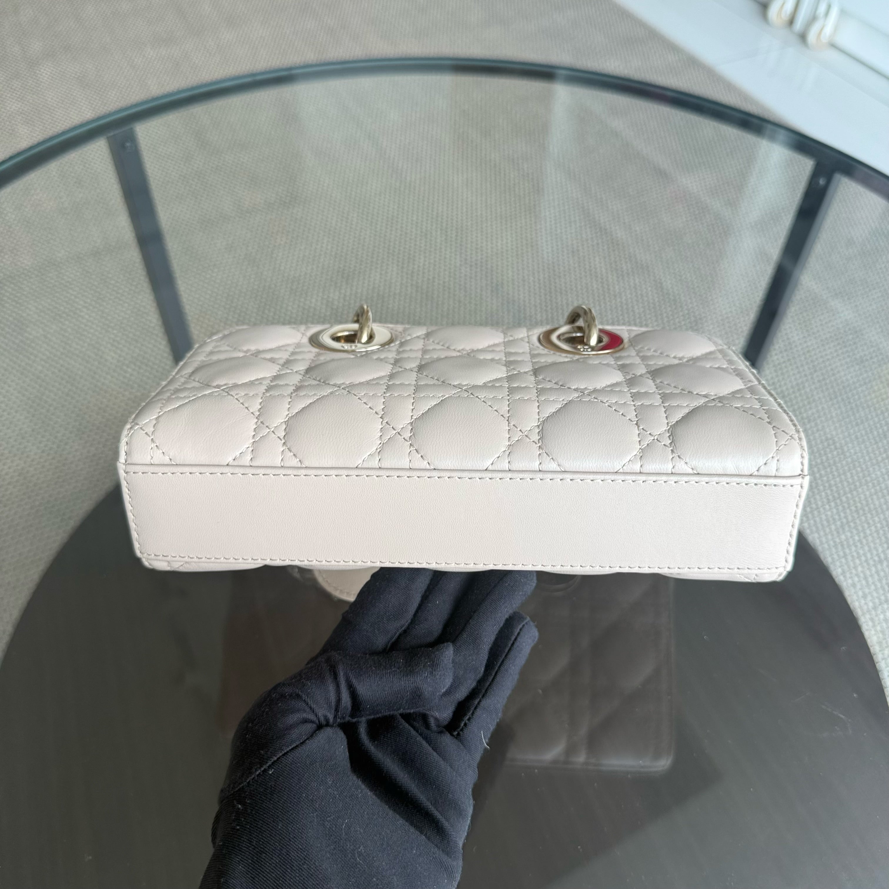 Dior Lady D-Joy Small - Cannage Lambskin Beige Gold Hardware Single Strap