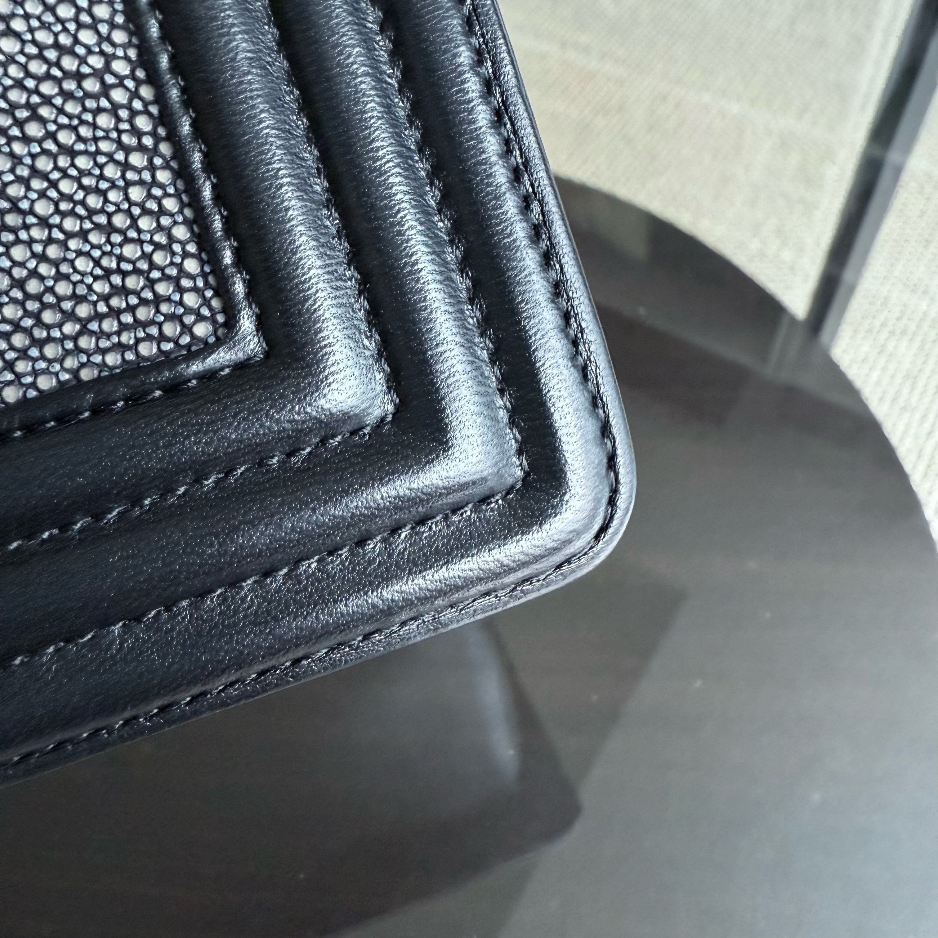 Chanel Boy Small - Stingray Black Ruthenium Silver Hardware Series 20