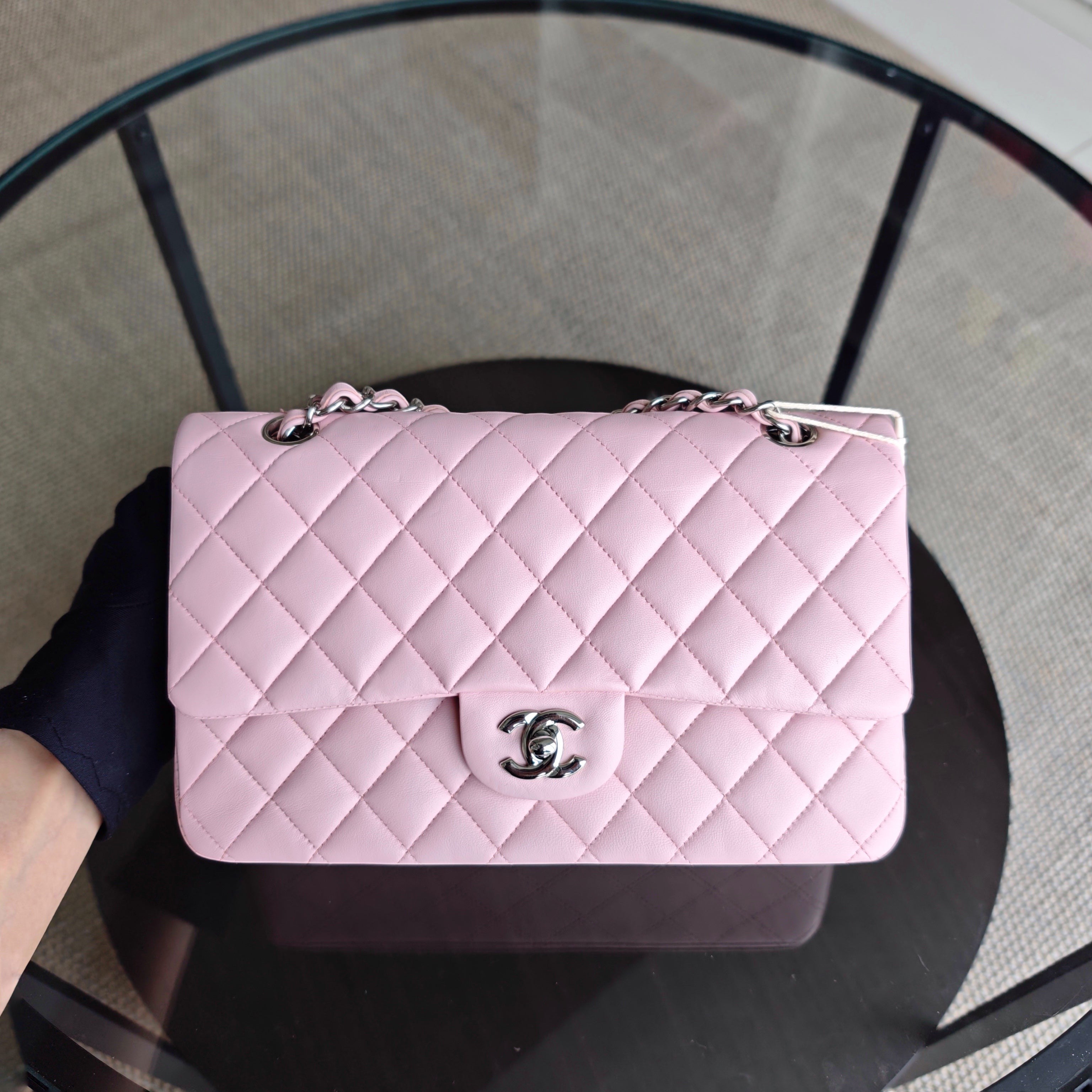 Chanel Classic Flap Medium - 25CM Quilted Lambskin Light Sakura Pink Silver Hardware Series 25