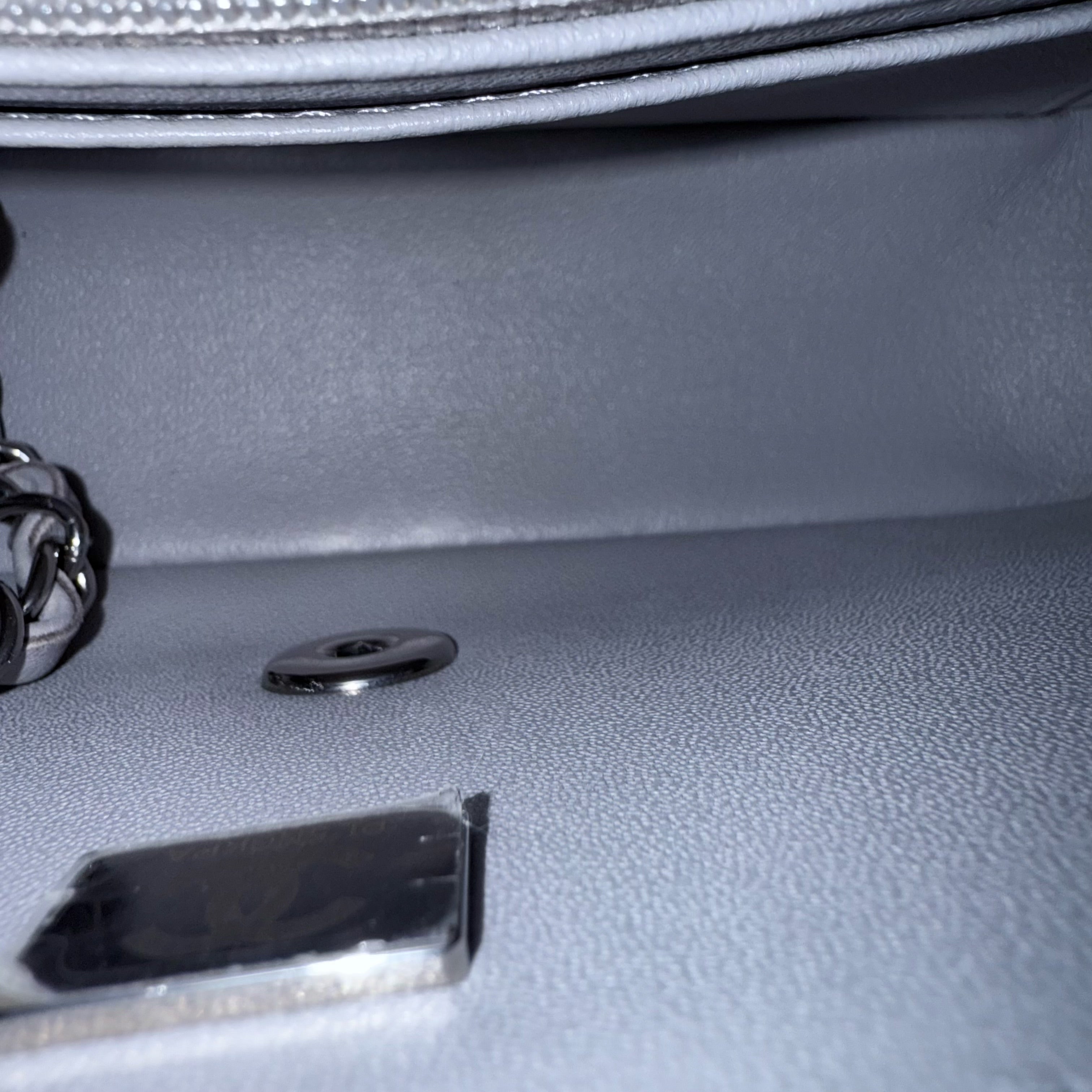 Chanel Lambskin Mini Rectangle Classic Flap - 20CM Quilted Gray Silver Hardware Microchip