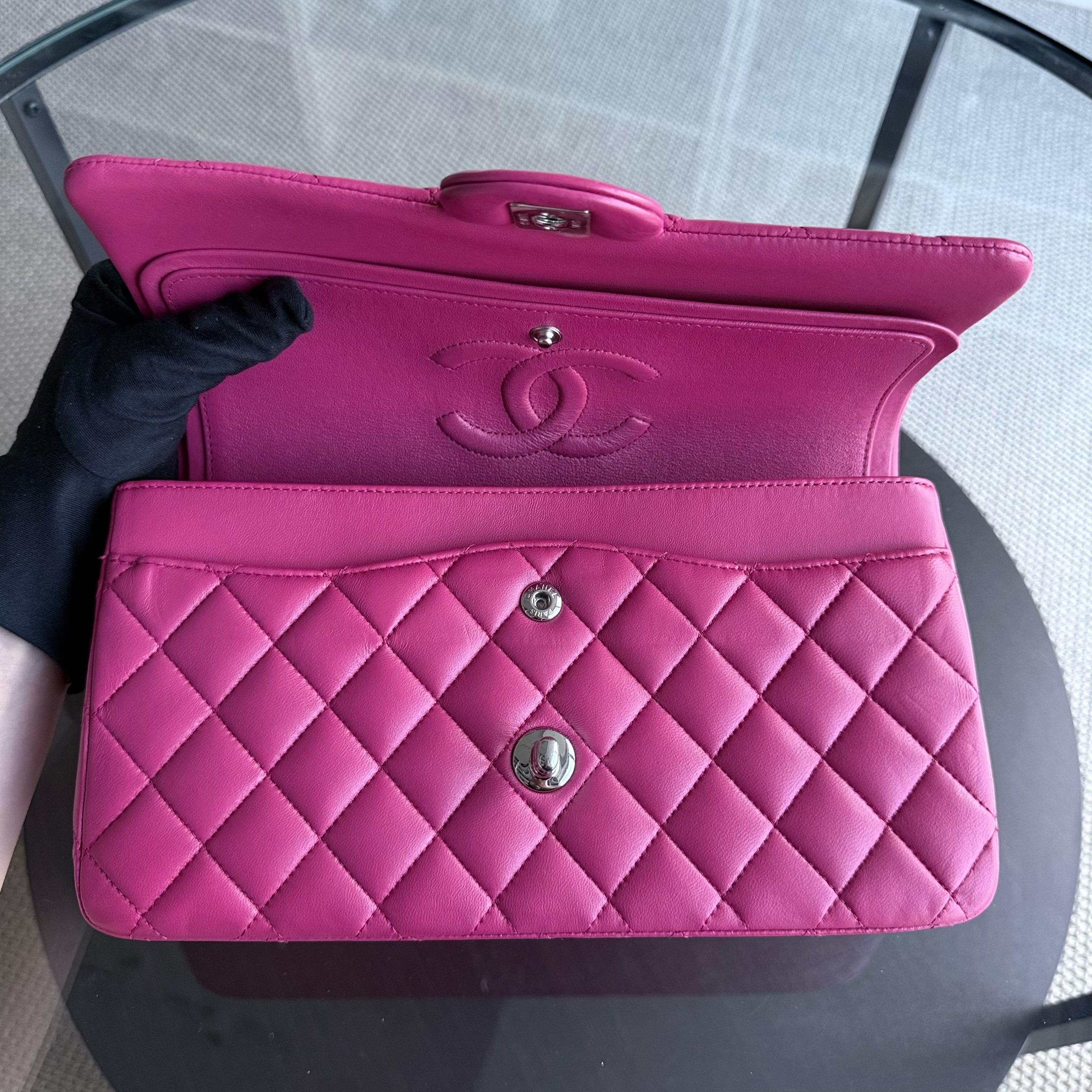 Chanel Classic Flap Medium - 25CM Quilted Lambskin Pink Silver Hardware Series 26