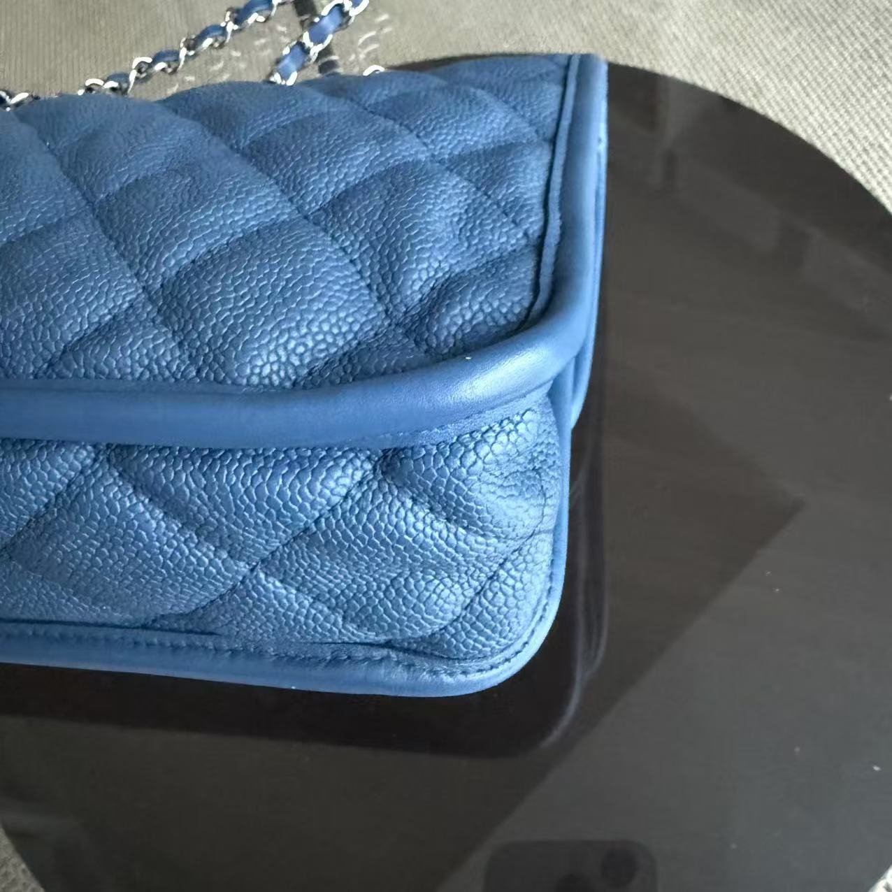 Chanel French Riviera - Caviar 25CM Quilted Blue Silver Palladium Hardware Series 15