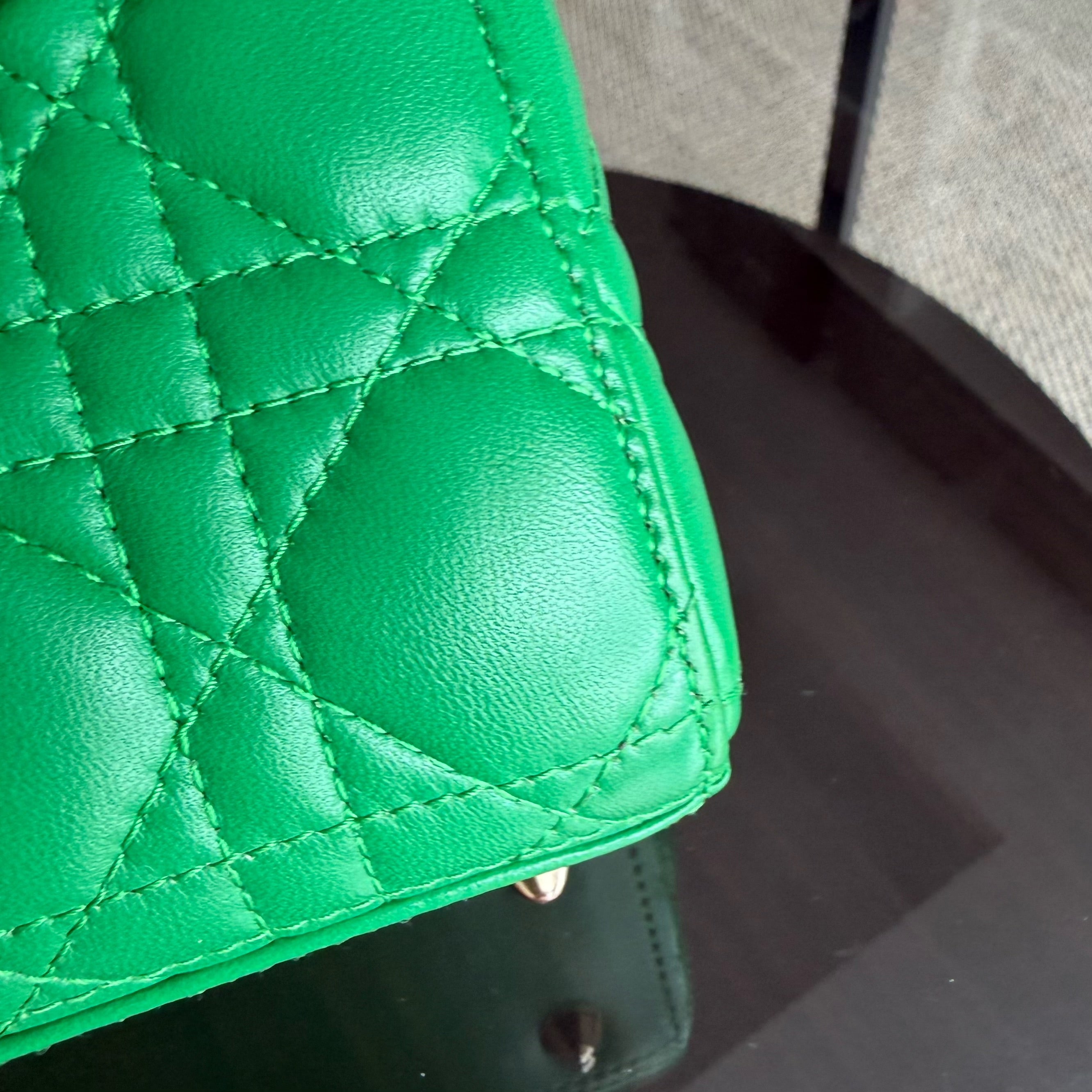 Dior Lady Small Flap - Cannage Lambskin Green Gold Hardware