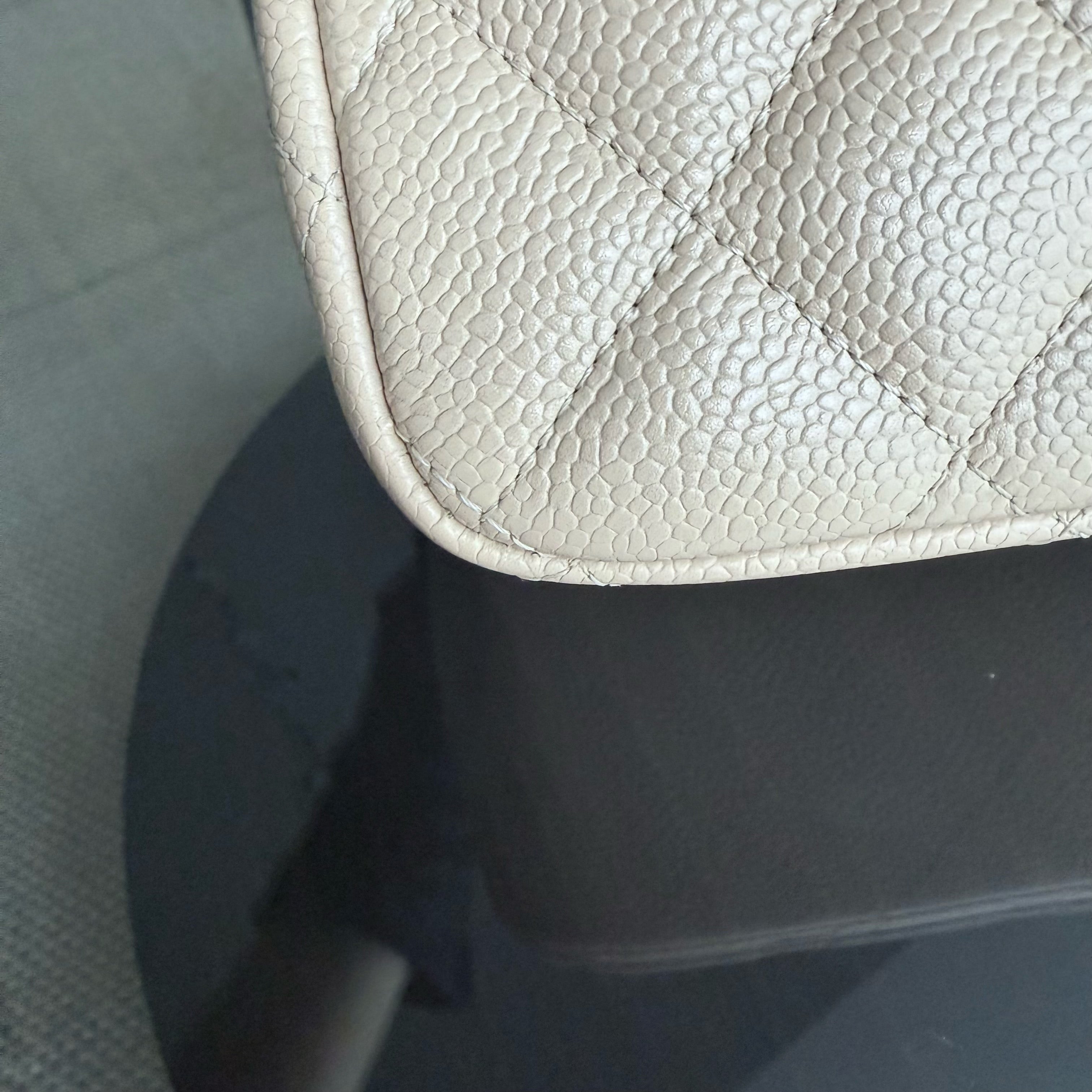 Chanel Classic Flap Jumbo - Caviar Quilted Grained Calfskin Light Beige Gold Hardware Series 13