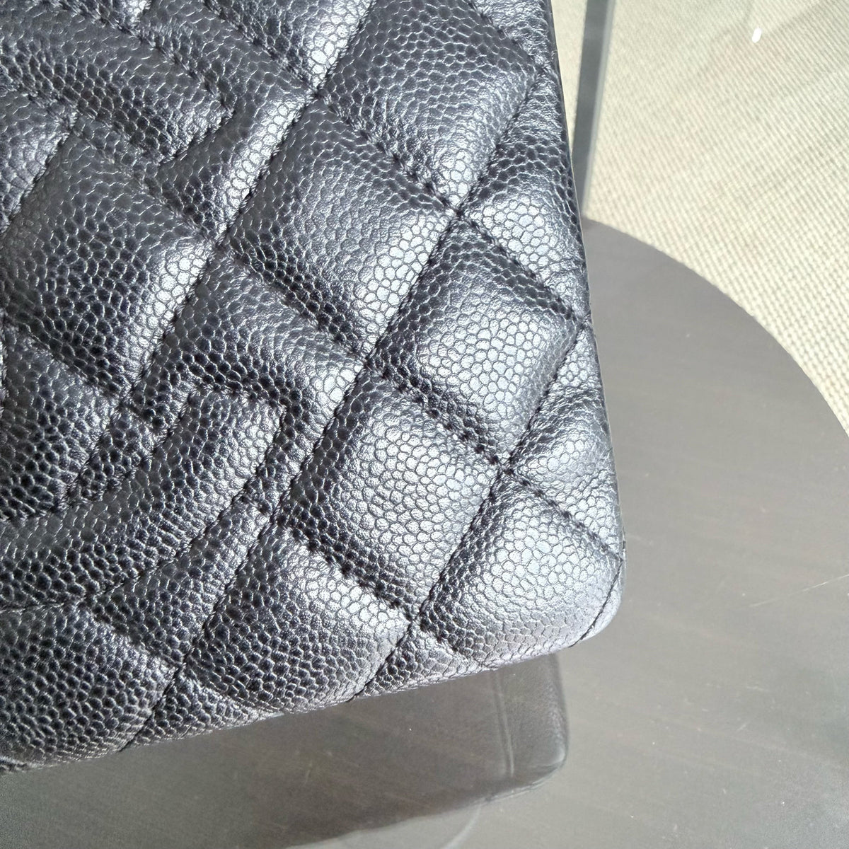 Chanel PST Petite Shopping Tote - Caviar Quilted Grained Calfskin Black Gold Hardware Series 13