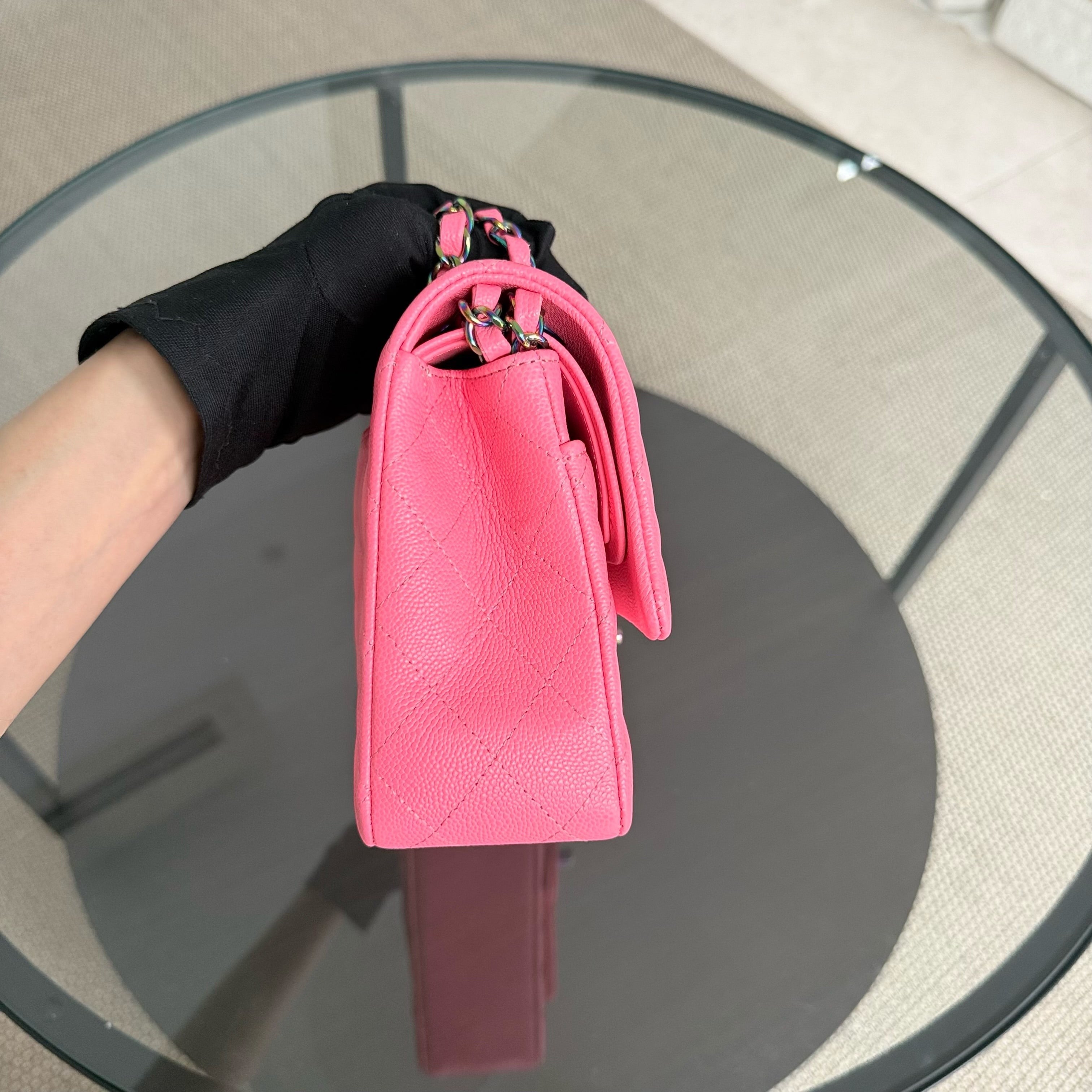 Chanel Classic Flap Medium Microchip - 25CM Quilted Caviar Pink Limited Edition Hardware