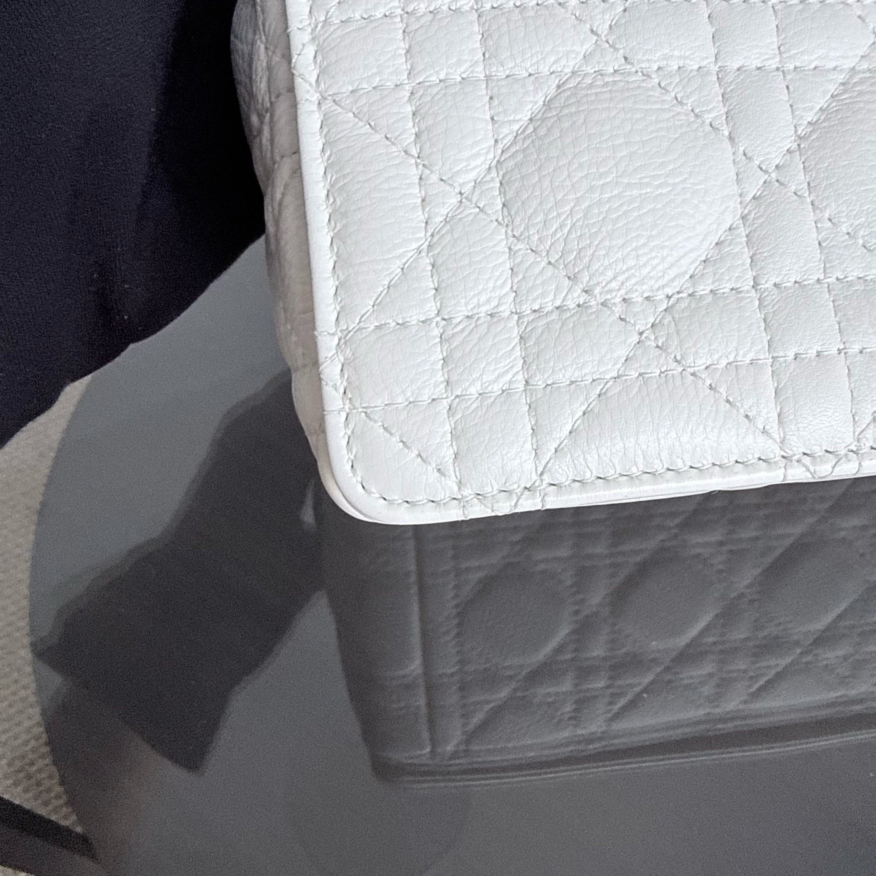 Dior Caro Medium - Cannage Grained Calfskin White Gold Hardware