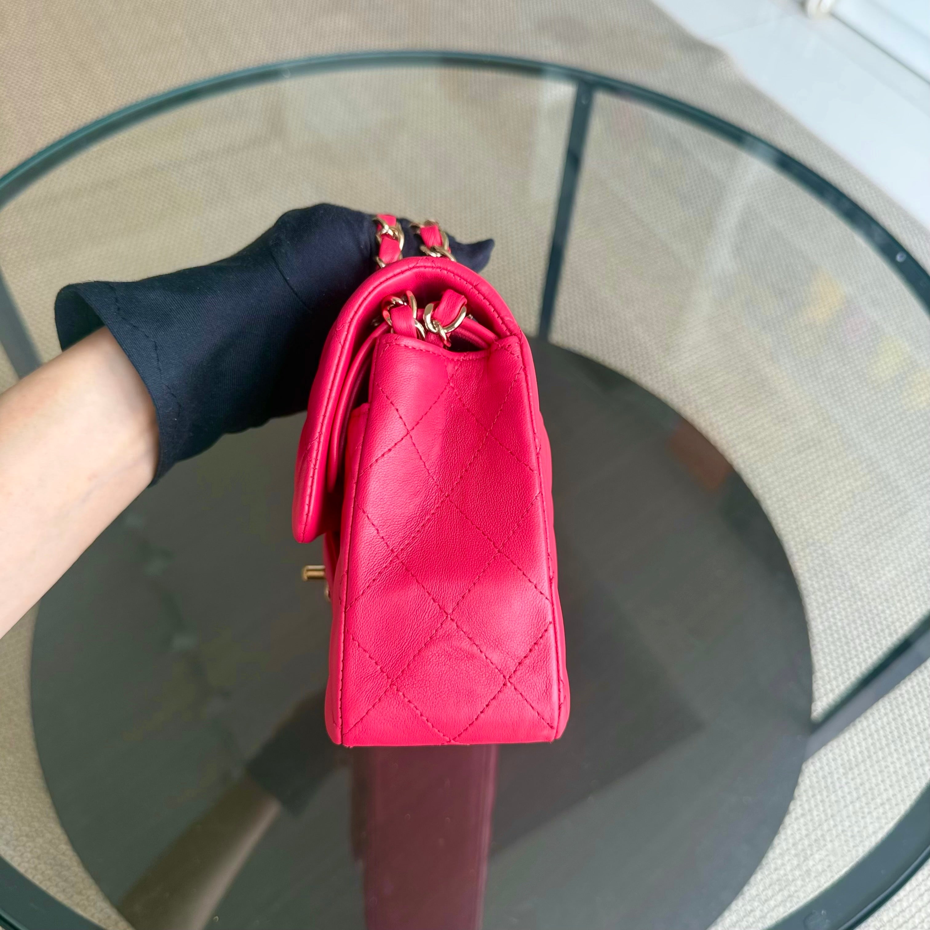 Chanel Classic Flap Small - 23CM Quilted Lambskin Red Gold Hardware Series 25