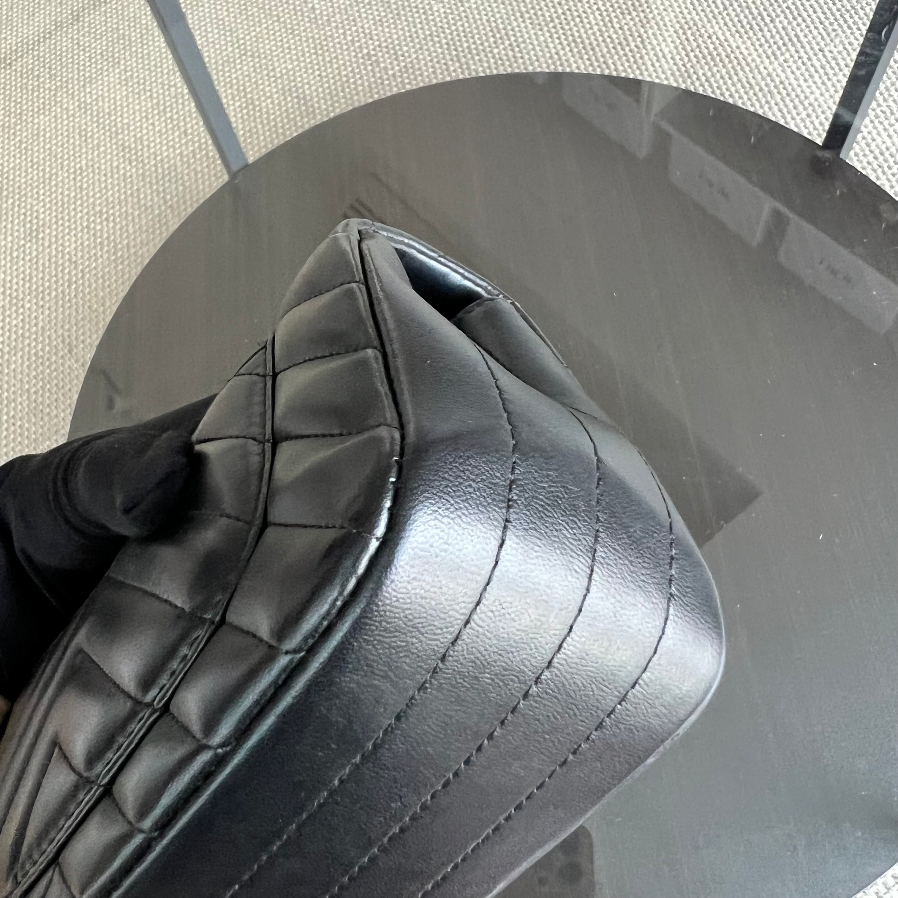 *Full Set, Receipt* Mini Rectangular Double Flap 20CM Chevron Lambskin Black GHW No 24