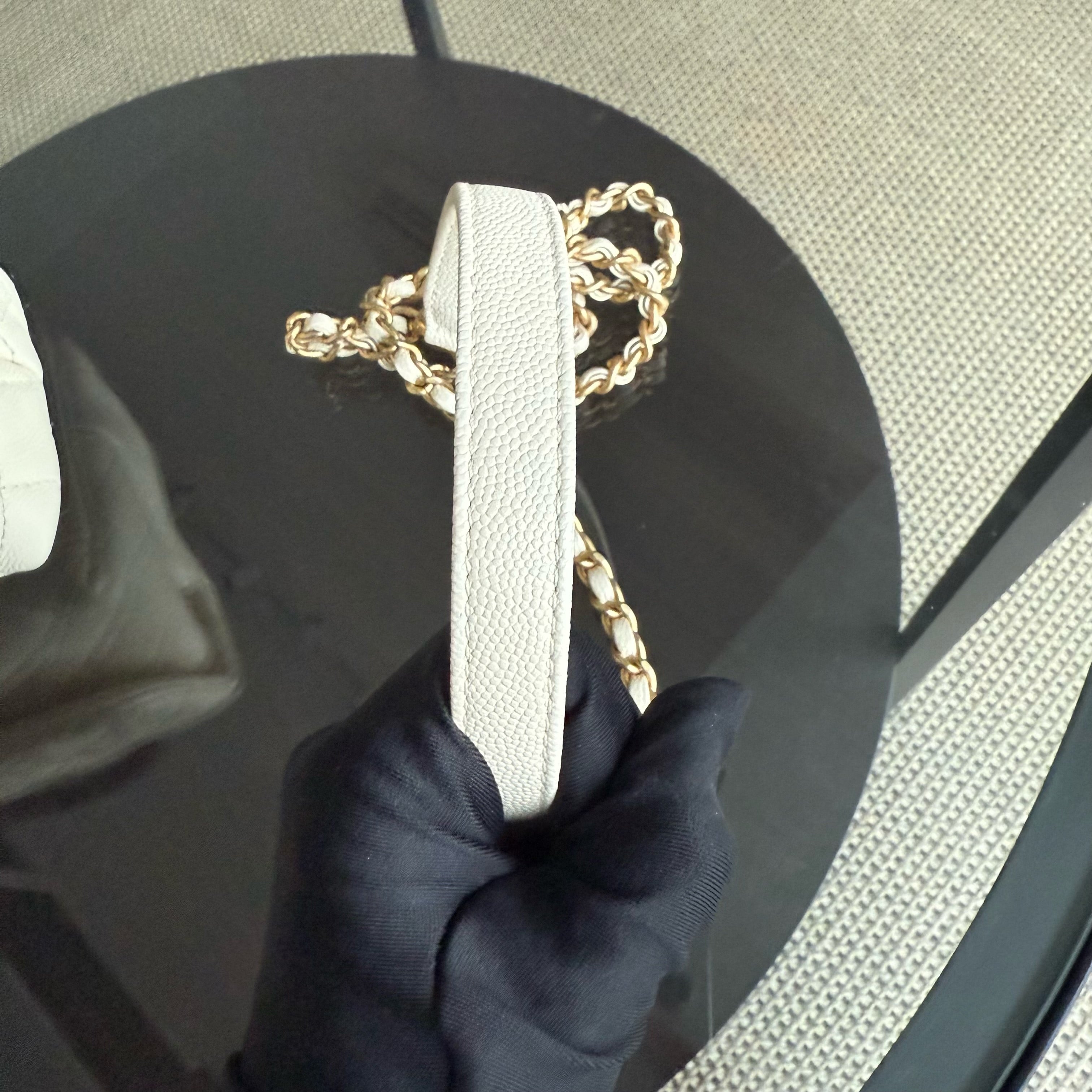 Chanel Coco Handle Small - Caviar Quilted Lizard Handle White Gold Hardward 24