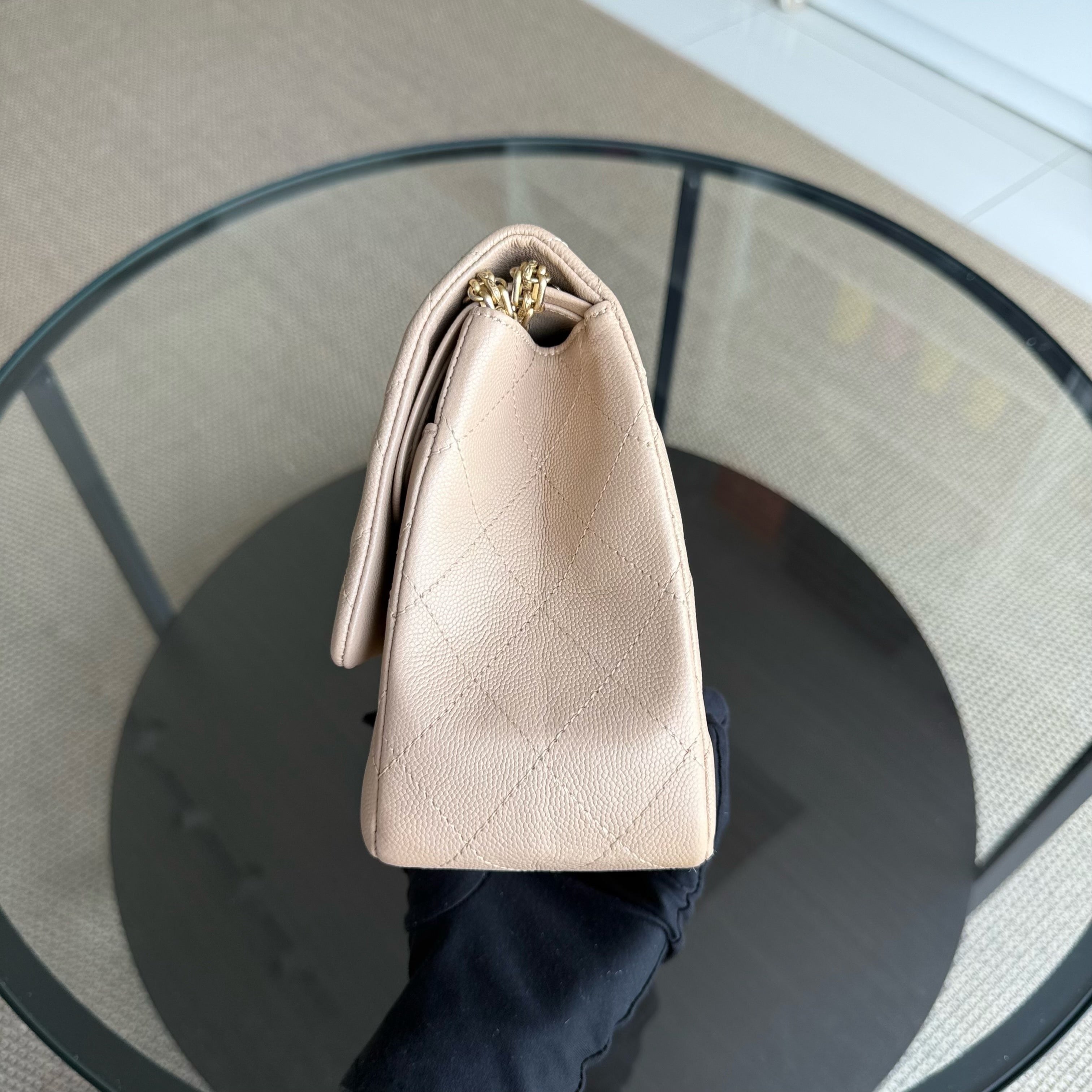 Chanel 2.55 Reissue 226 - Caviar Quilted Grained Calfskin Beige Gold Hardware Series 23