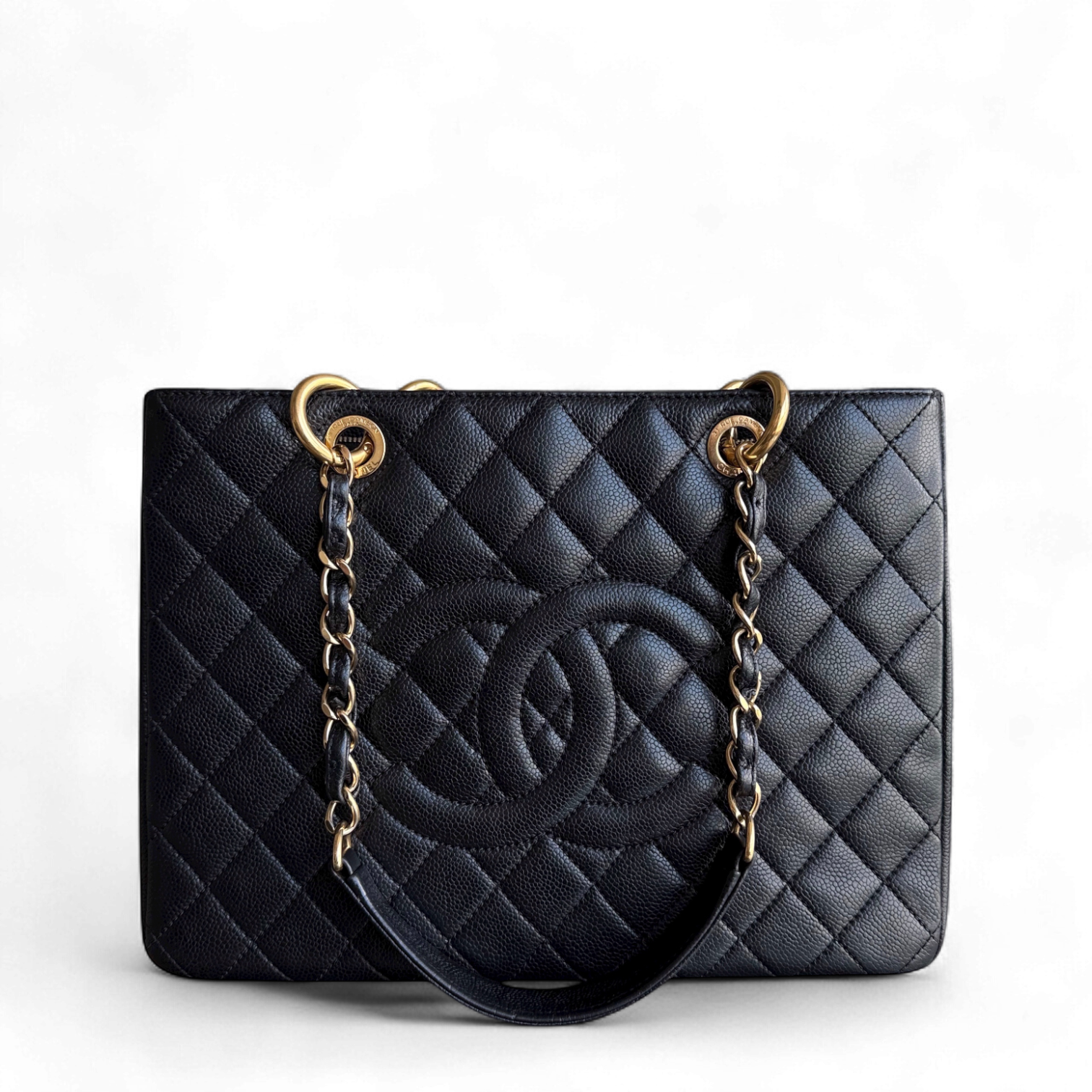 Chanel GST Grand Shopping Tote - Caviar Quilted Grained Calfskin Black Gold Hardware Series 14