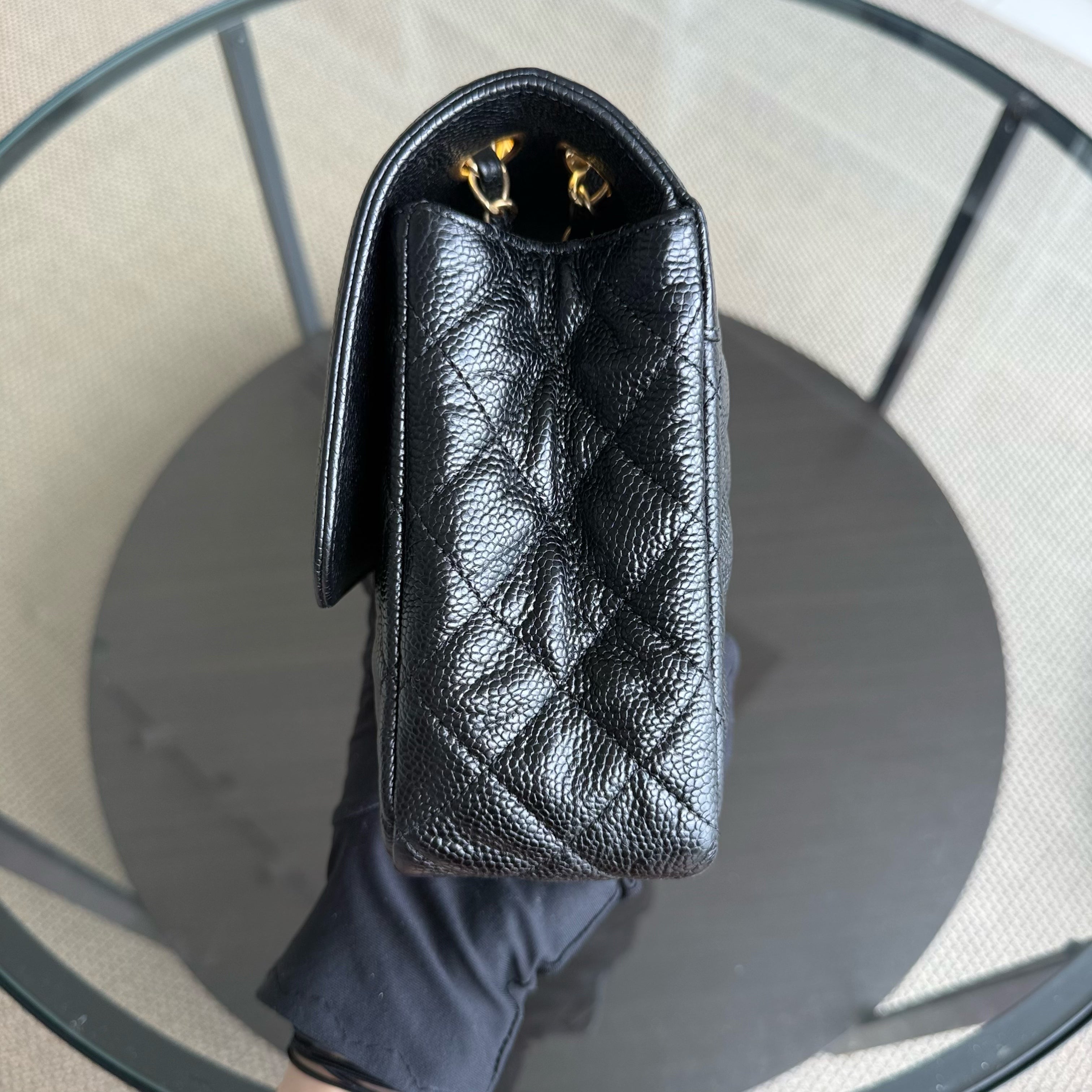Chanel Seasonal Two-tone Flap Medium - Caviar Quilted Black Gold Hardware Series 22
