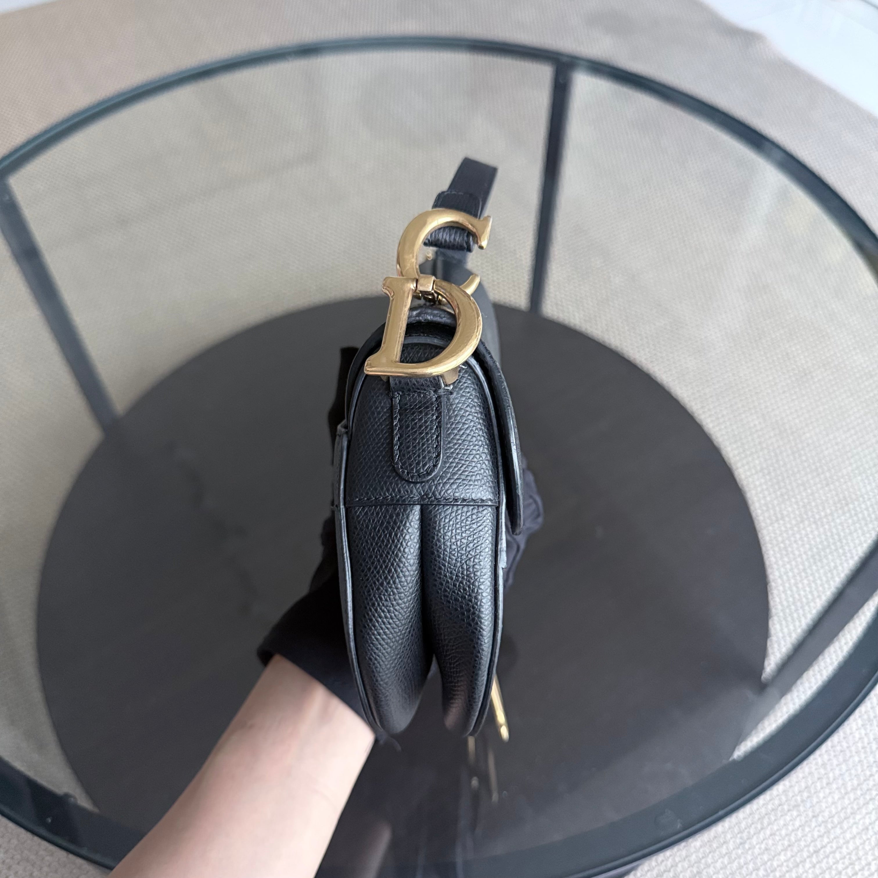 *With Strap, Caviar* Dior Saddle Small 21CM Caviar Black GHW