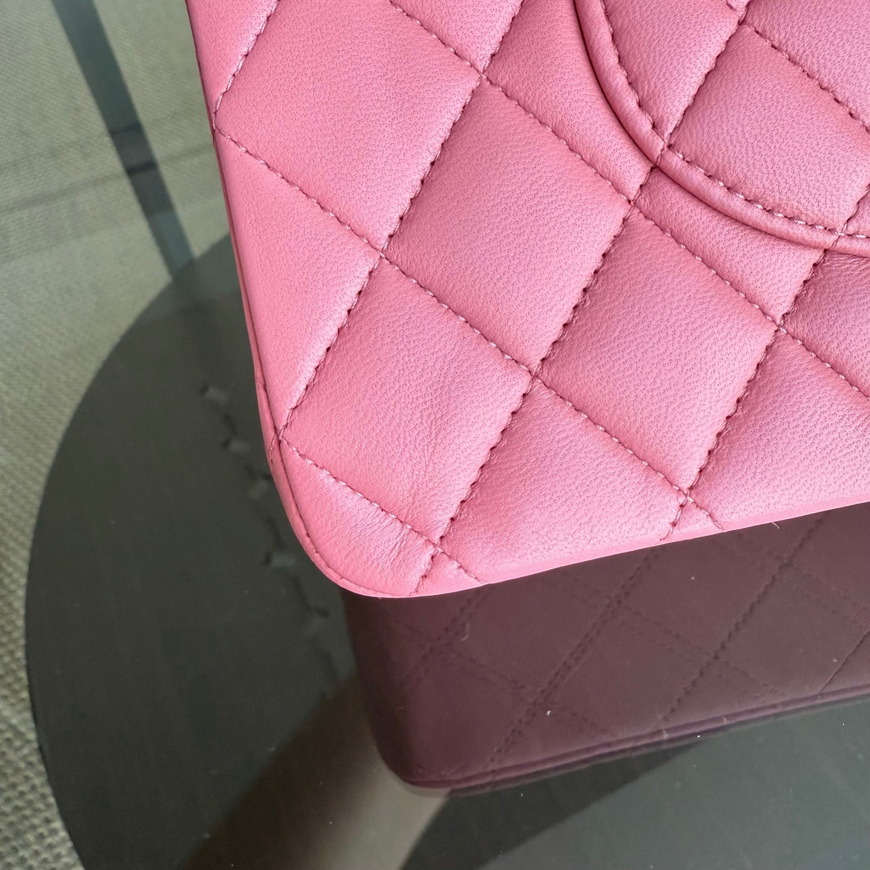 Chanel Classic Flap Medium - 25CM Quilted Lambskin Light Pink Silver Hardware Series 18