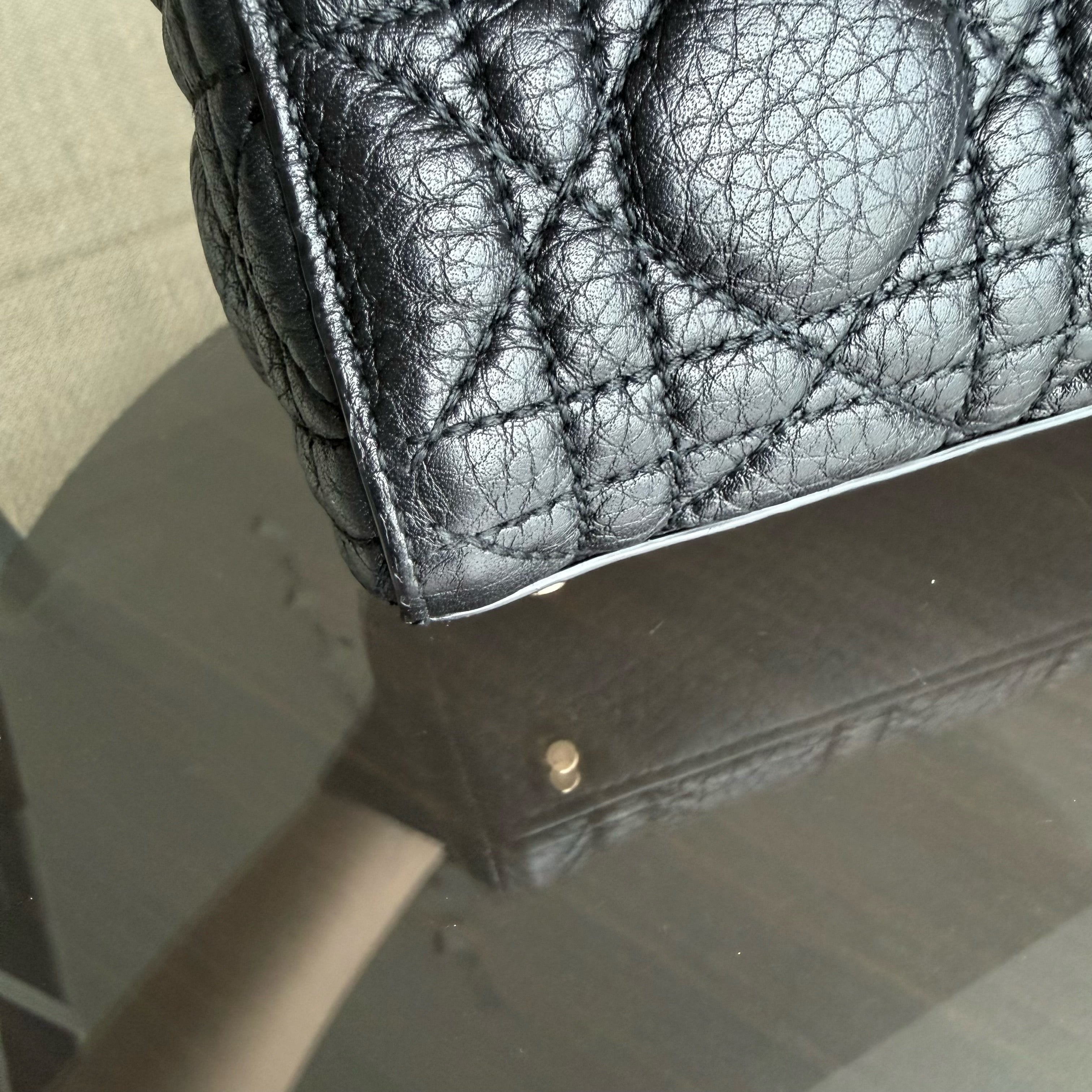 Dior Lady Mini - Cannage Grained Calfskin Black Gold Hardware