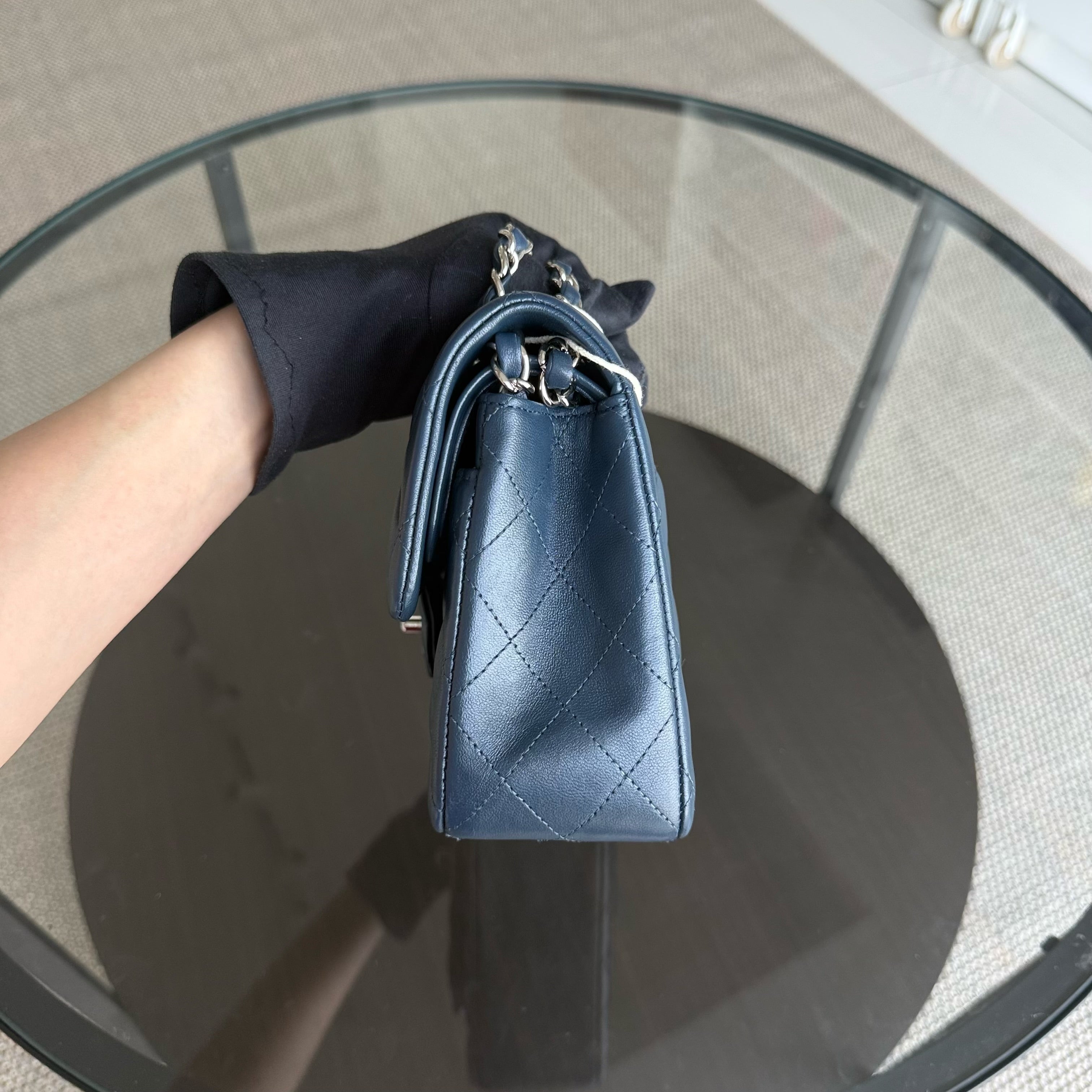 Chanel Classic Flap Small - Lambskin 23CM Dark Blue Silver Hardware Series 26