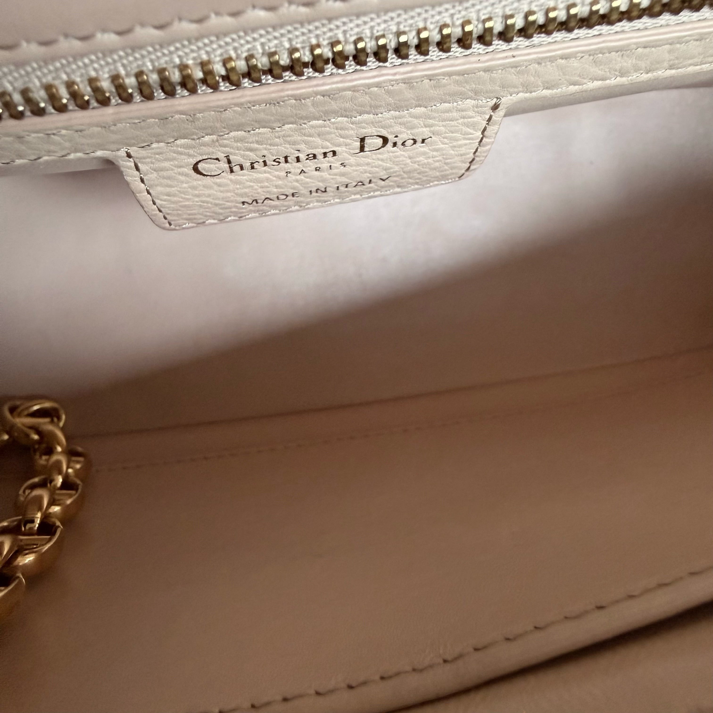 Dior Caro Medium - Cannage Grained Calfskin Beige Gold Hardware