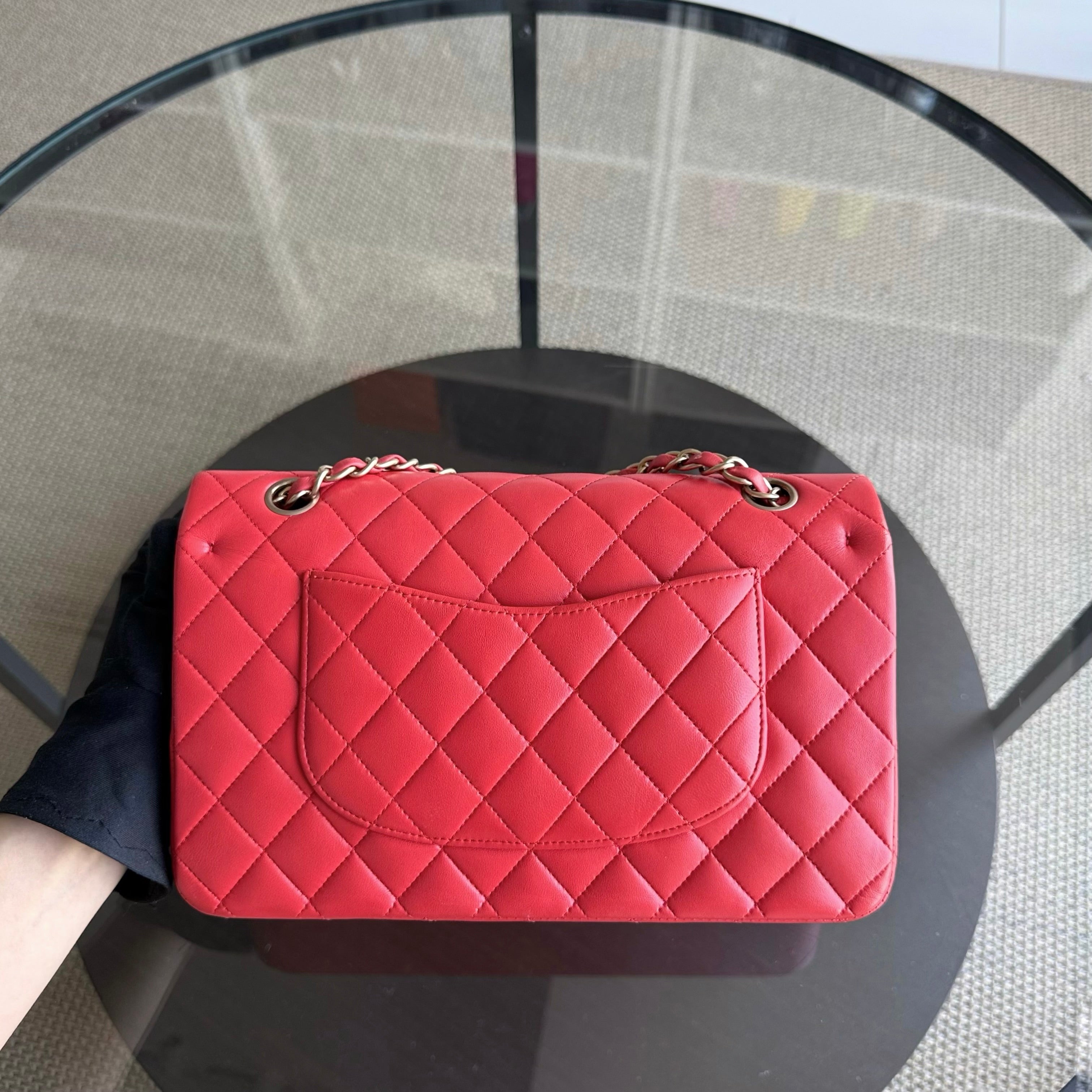 Chanel Classic Flap Medium - 25CM Quilted Lambskin Red Gold Hardware Series 13