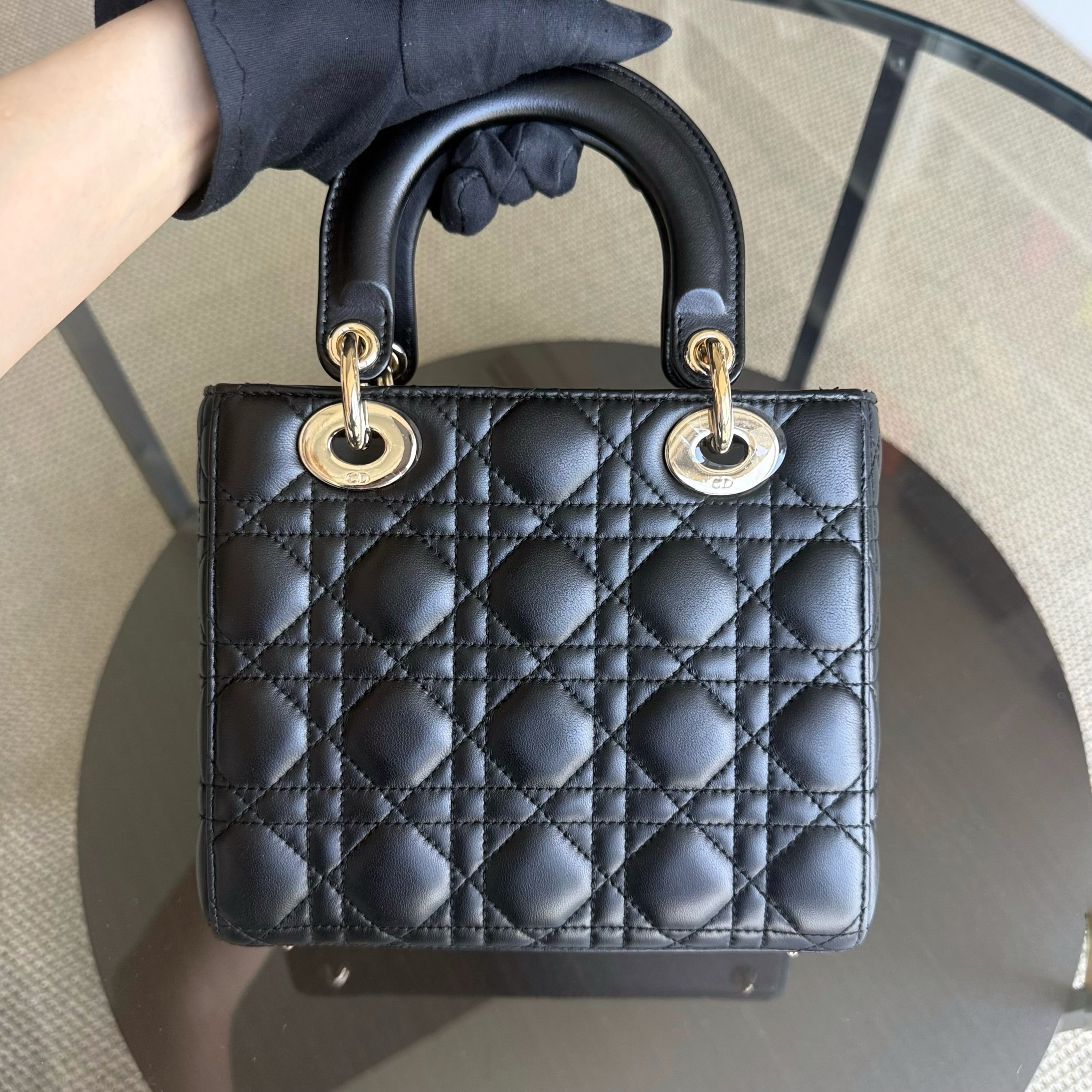 Dior Lady Small Flap MyABC - Cannage Lambskin Black Gold Hardware ABC Charm