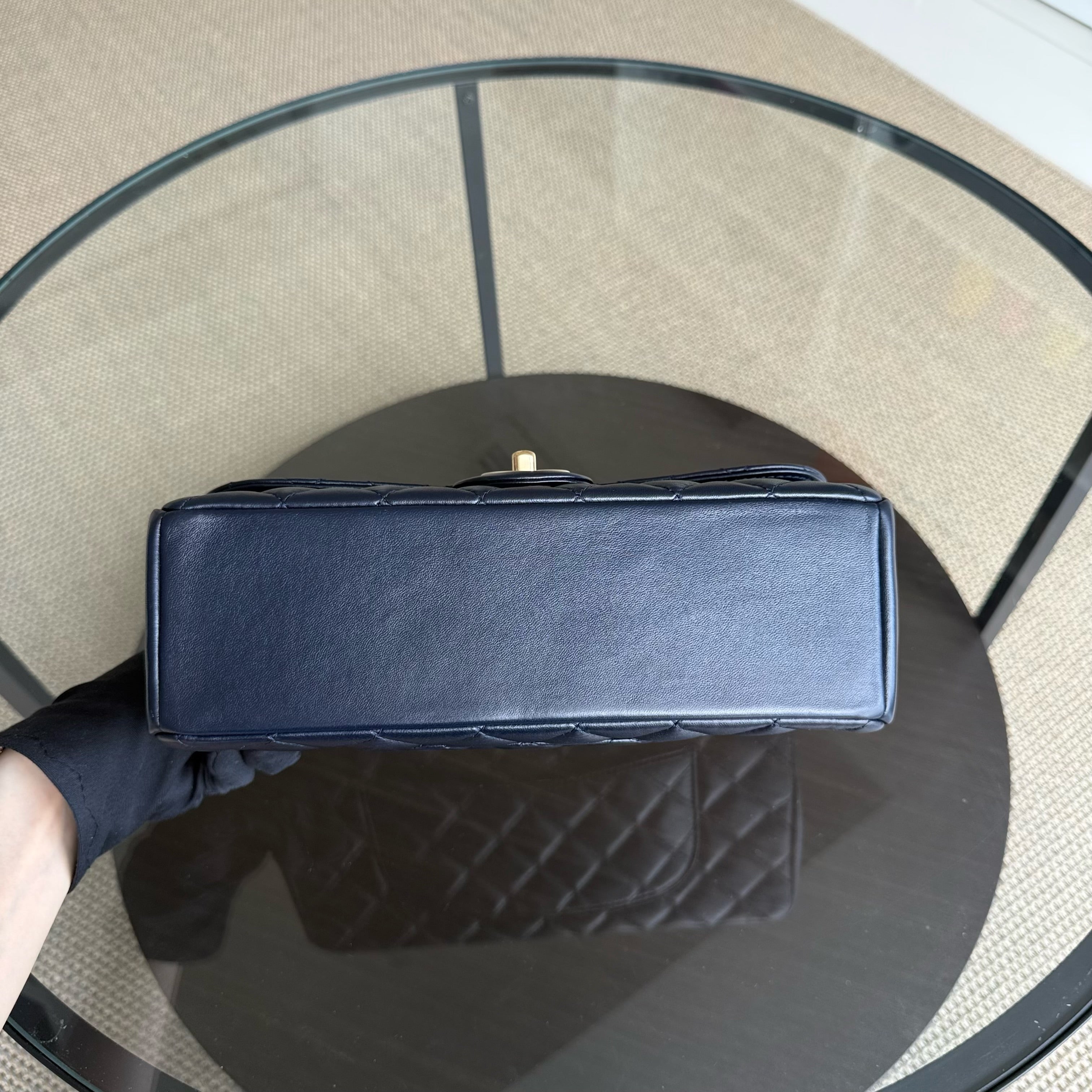 Chanel Chic Flap Seasonal Flap Medium - 25CM Quilted Lambskin Dark Blue Series 21