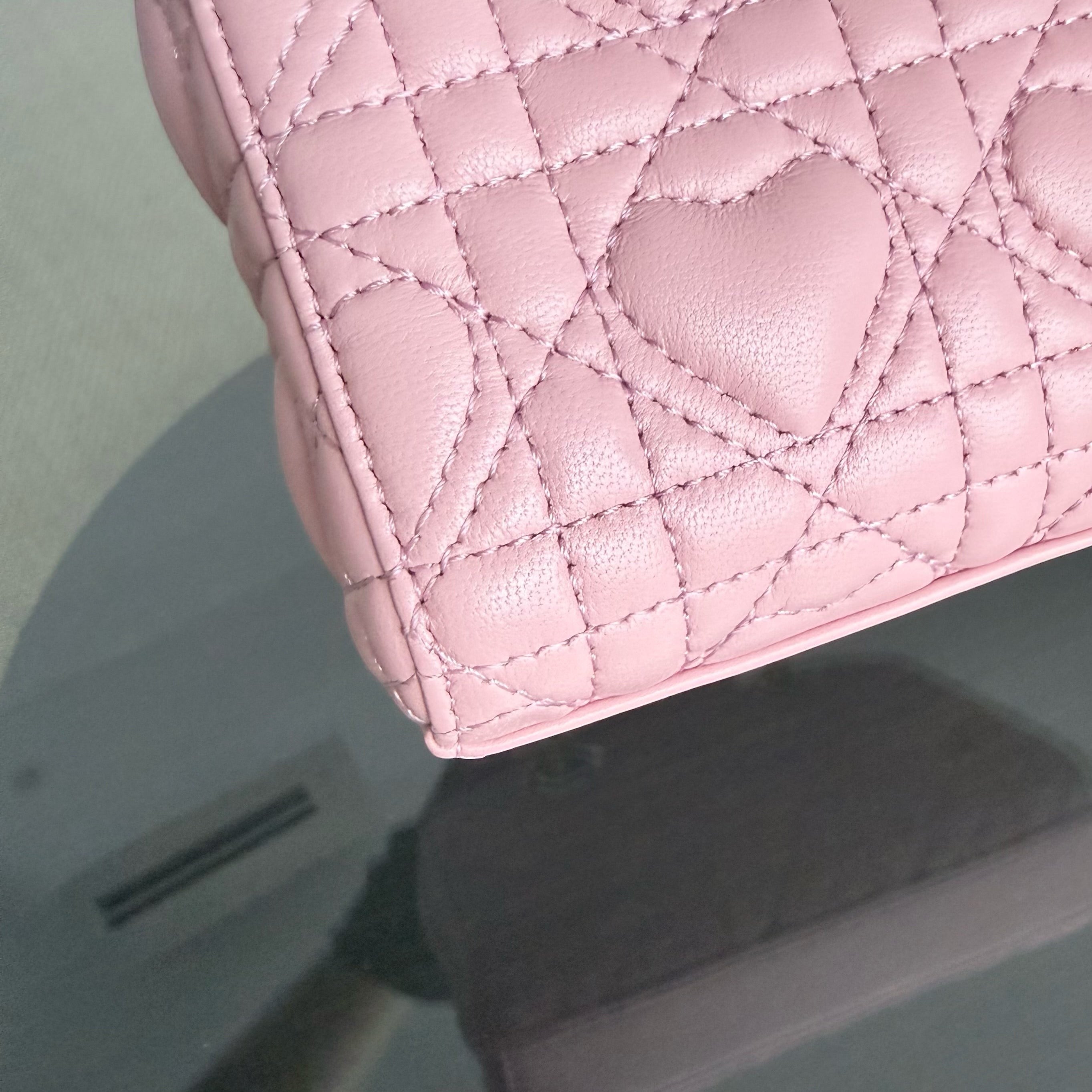 Dior D-Joy Mini - 17CM Lambskin Pink Gold Hardware