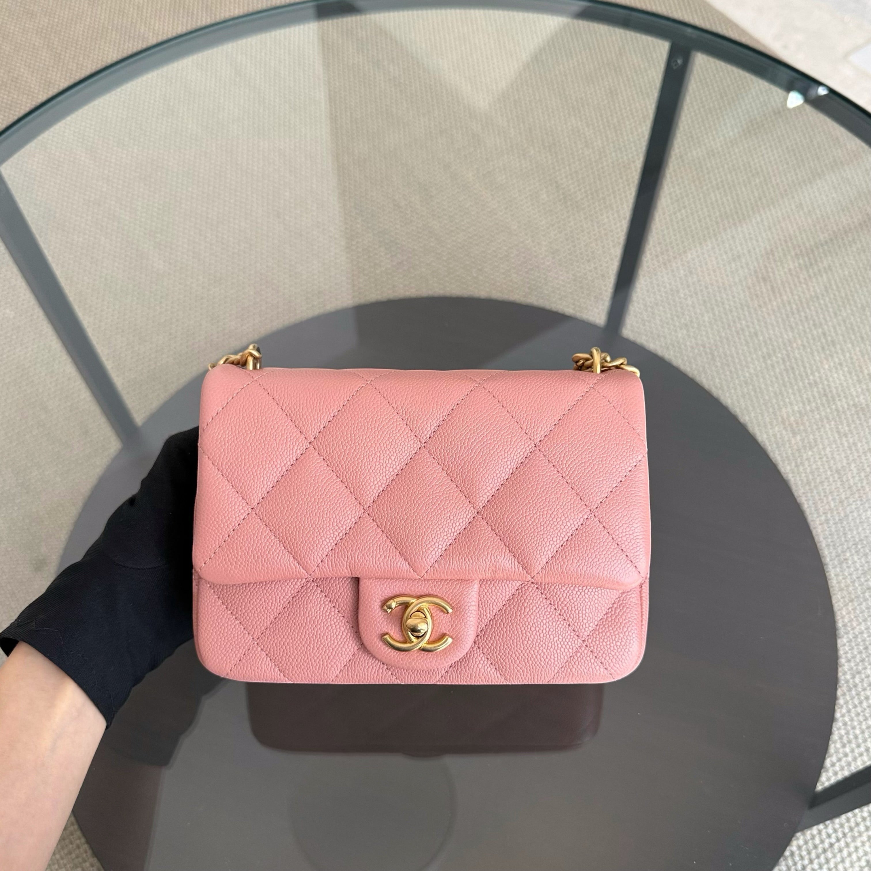 Chanel Flap Mini 21CM Sweetheart 23P - Caviar Quilted Pink Gold Hardware Microchip