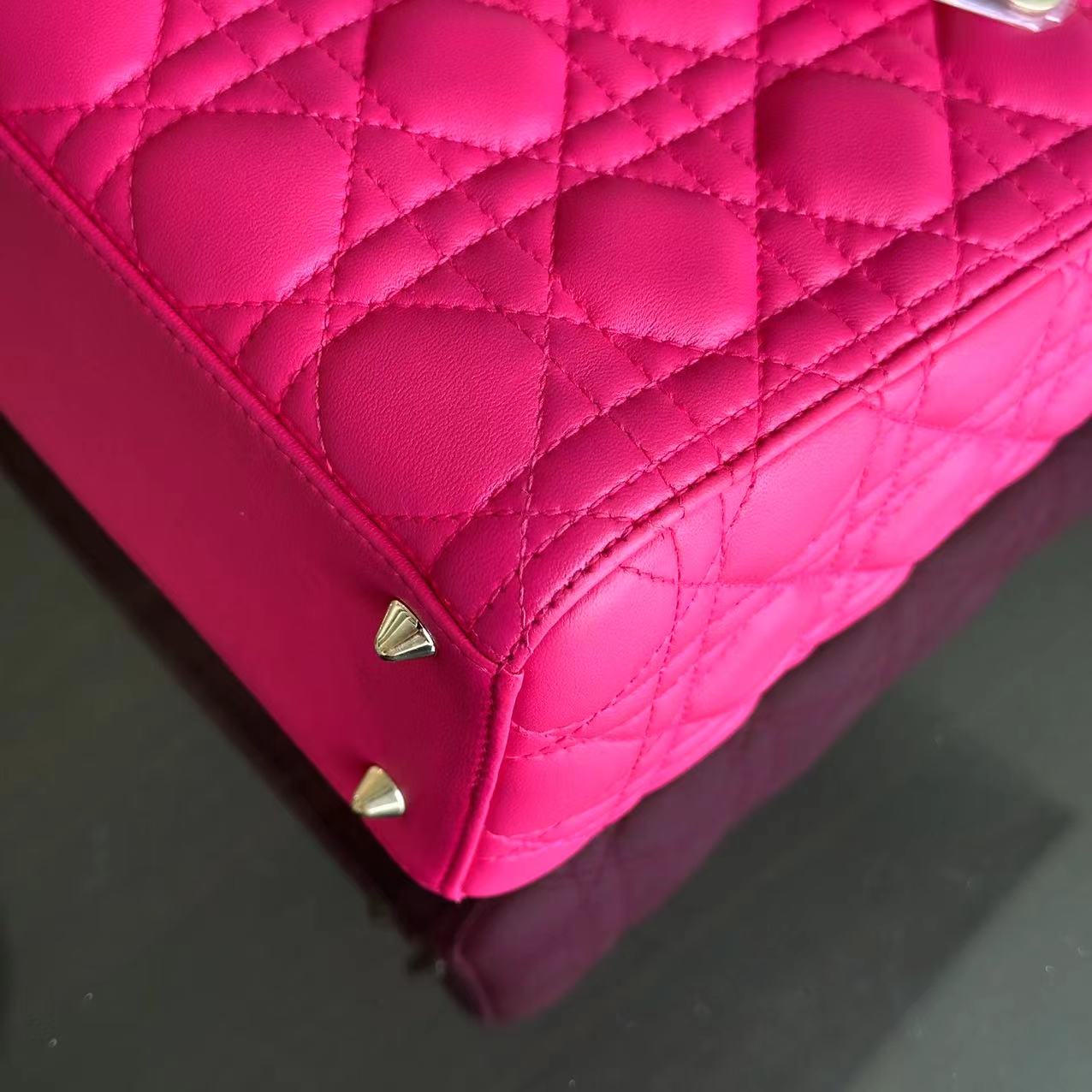 Lady Medium Cannage Lambskin Hot Pink GHW