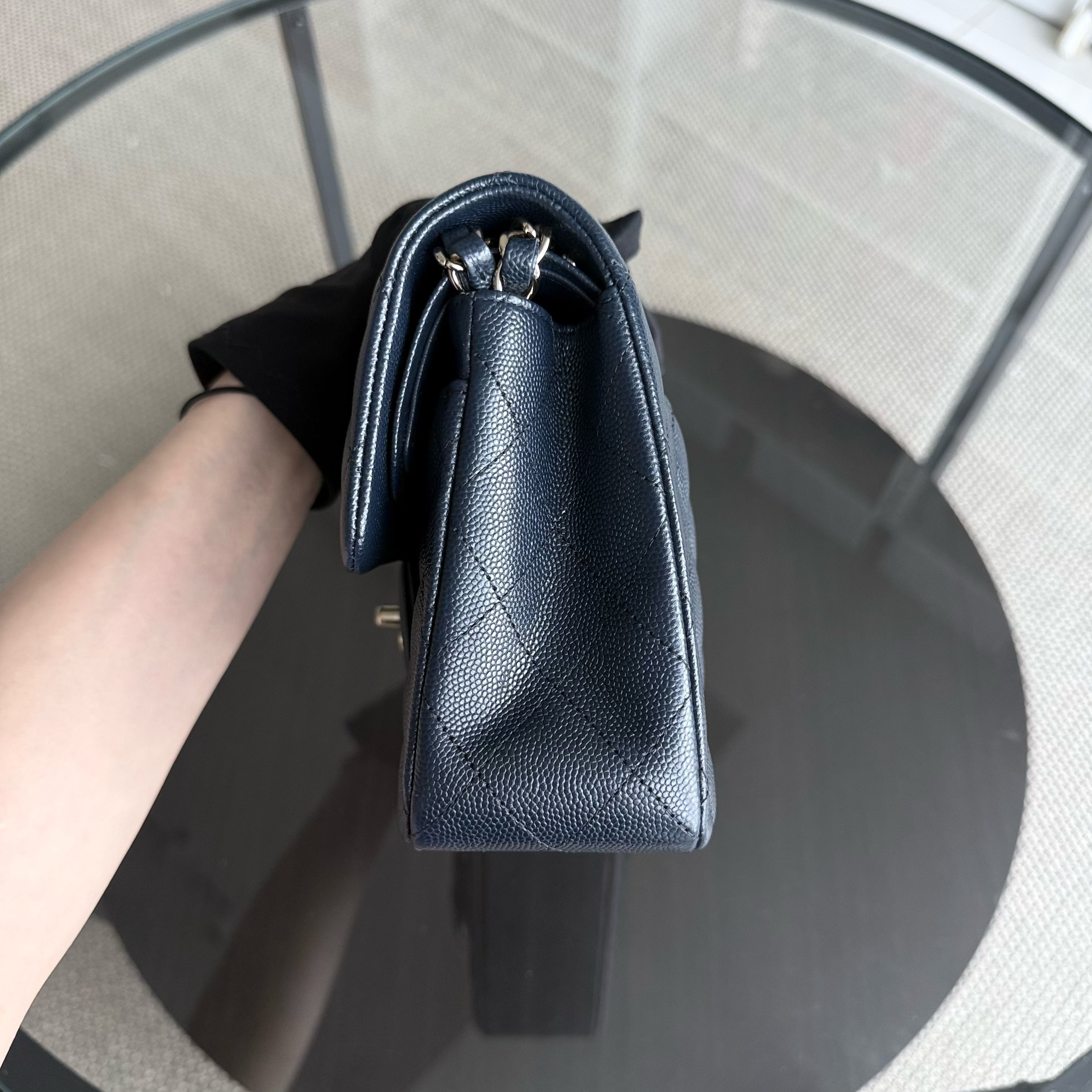 Chanel Classic Flap Small - Caviar 23CM Quilted Dark Midnight Blue Gold Hardware Series 31