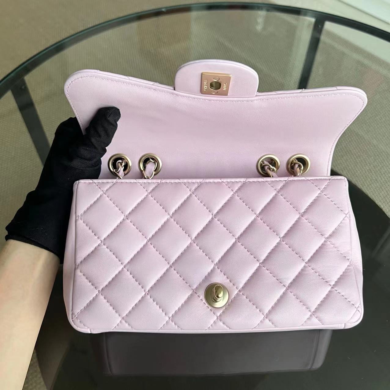 Mademoiselle 23CM Small Quilted Lambskin Pink Golden Hardware Series 21