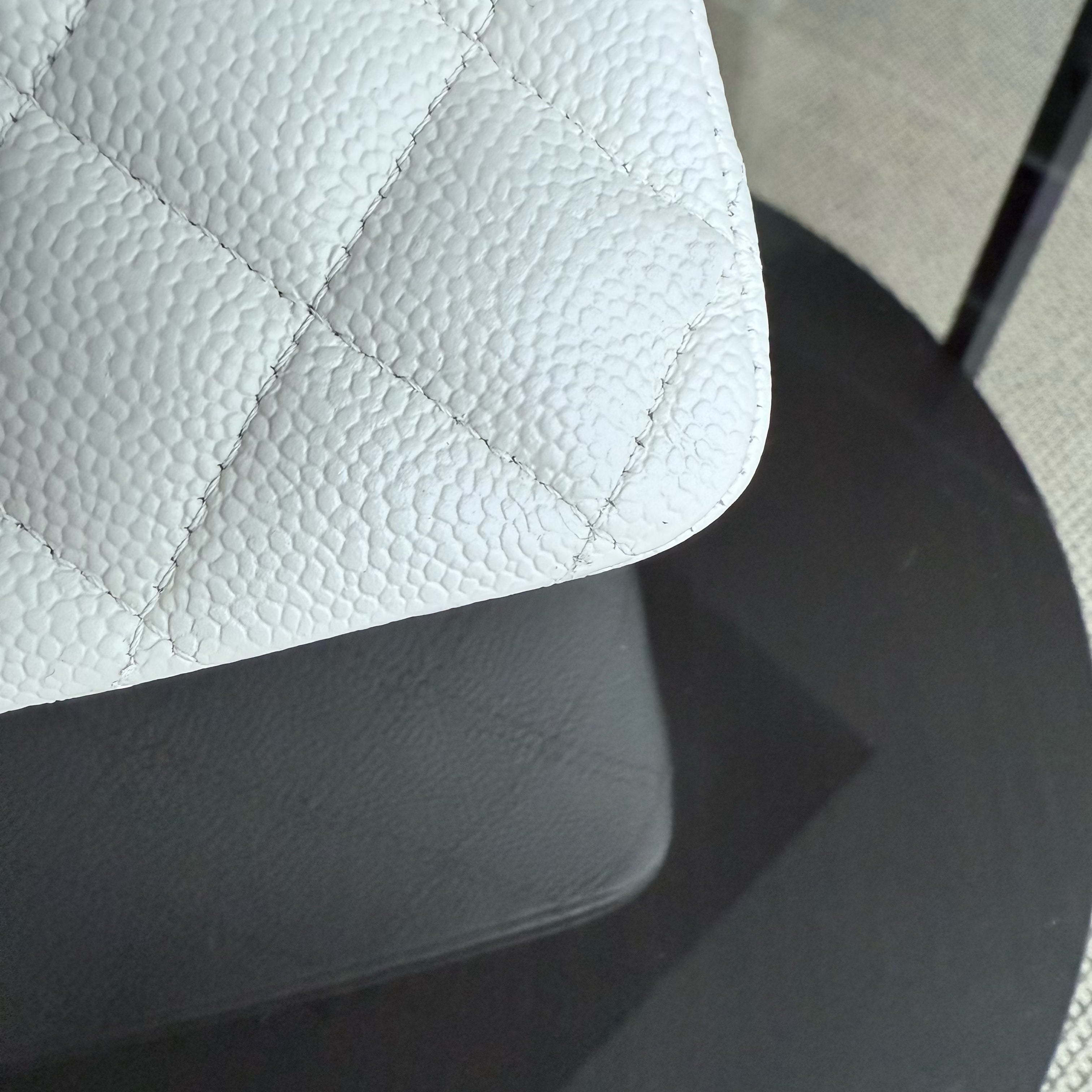 Chanel Classic Flap Medium - Caviar 25CM Quilted White Silver Hardware Series 30