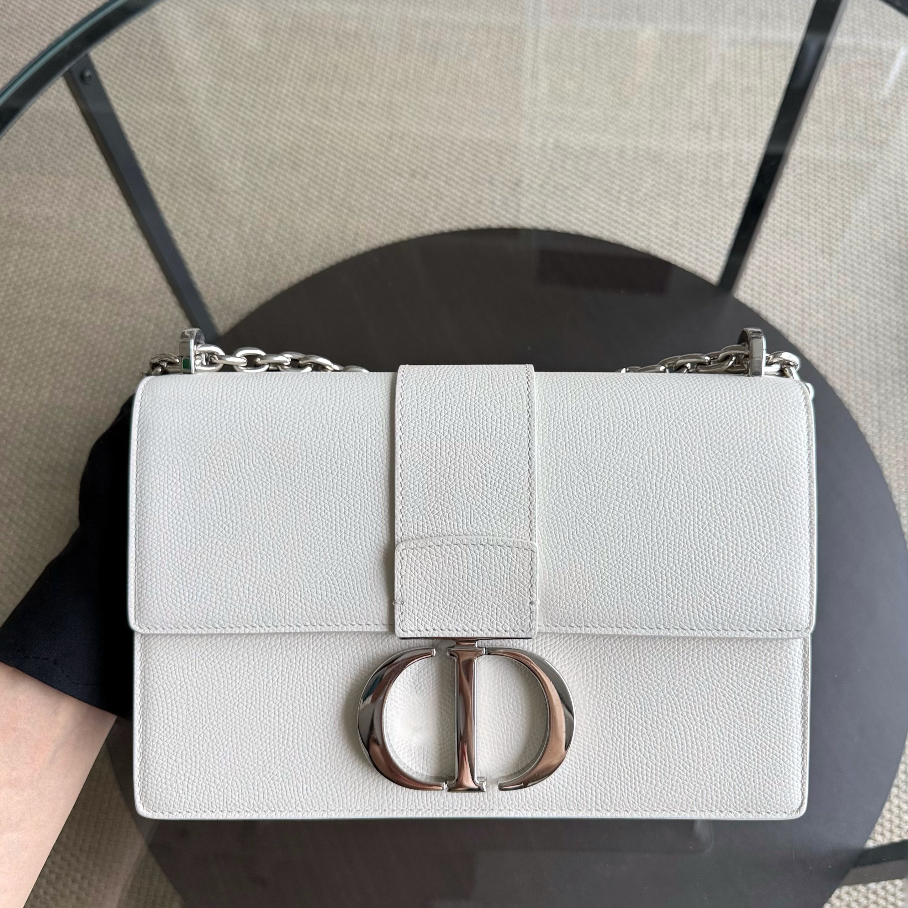 Dior 30 Montaigne - Grained Calfskin White Silver Hardware