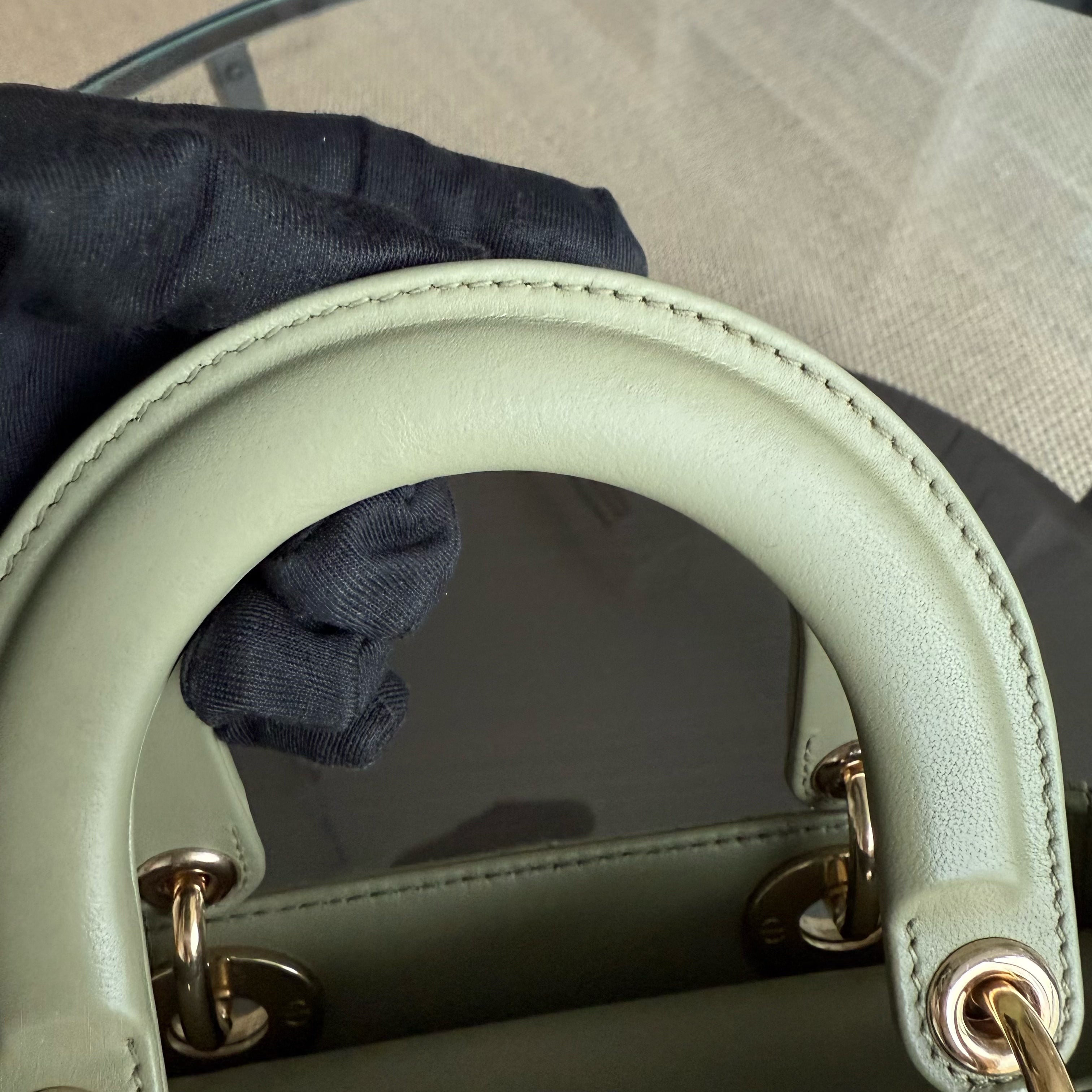 Dior Lady Small - Cannage Lambskin Mint Green Gold Hardware