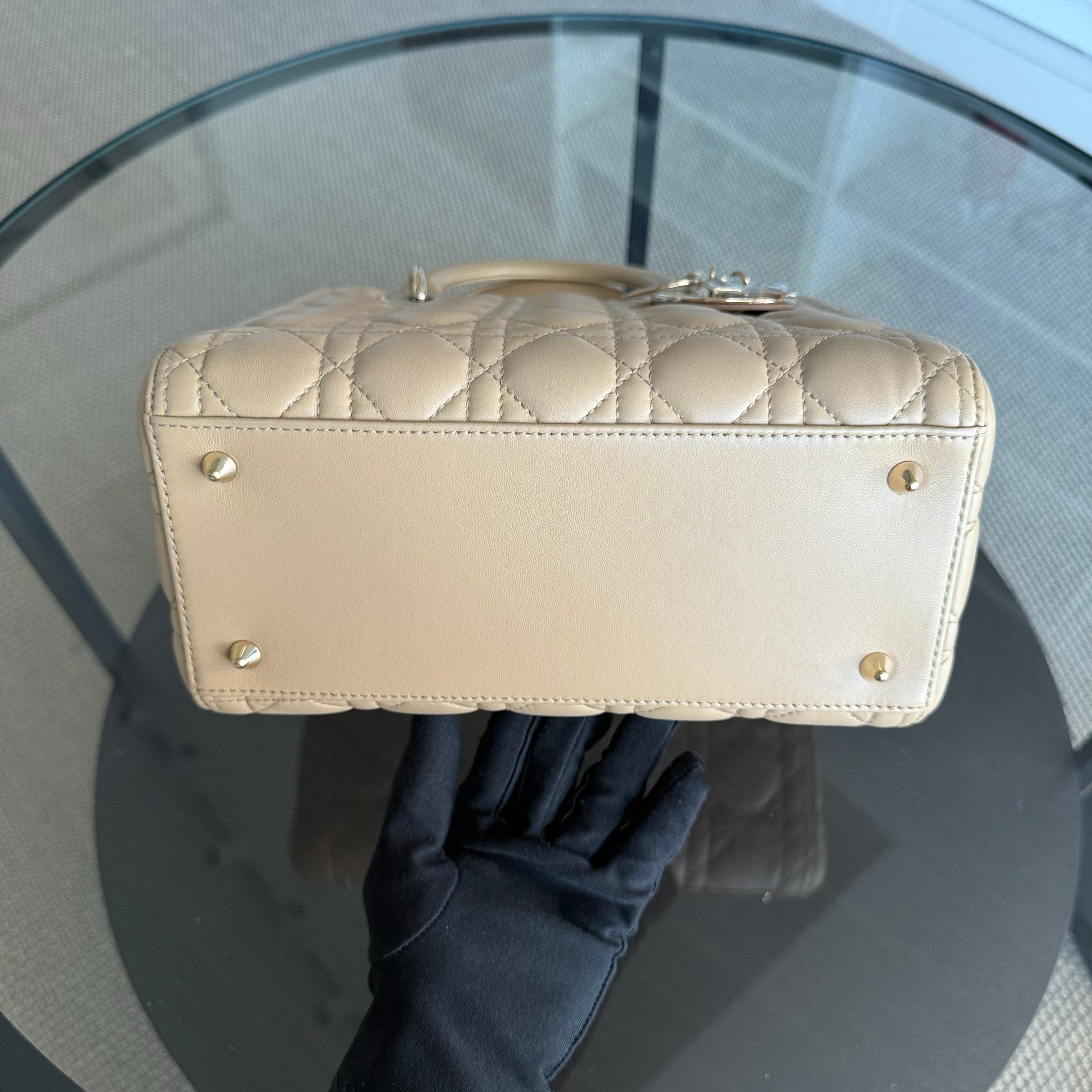 Dior Lady Medium - Cannage Lambskin Beige Gold Hardware