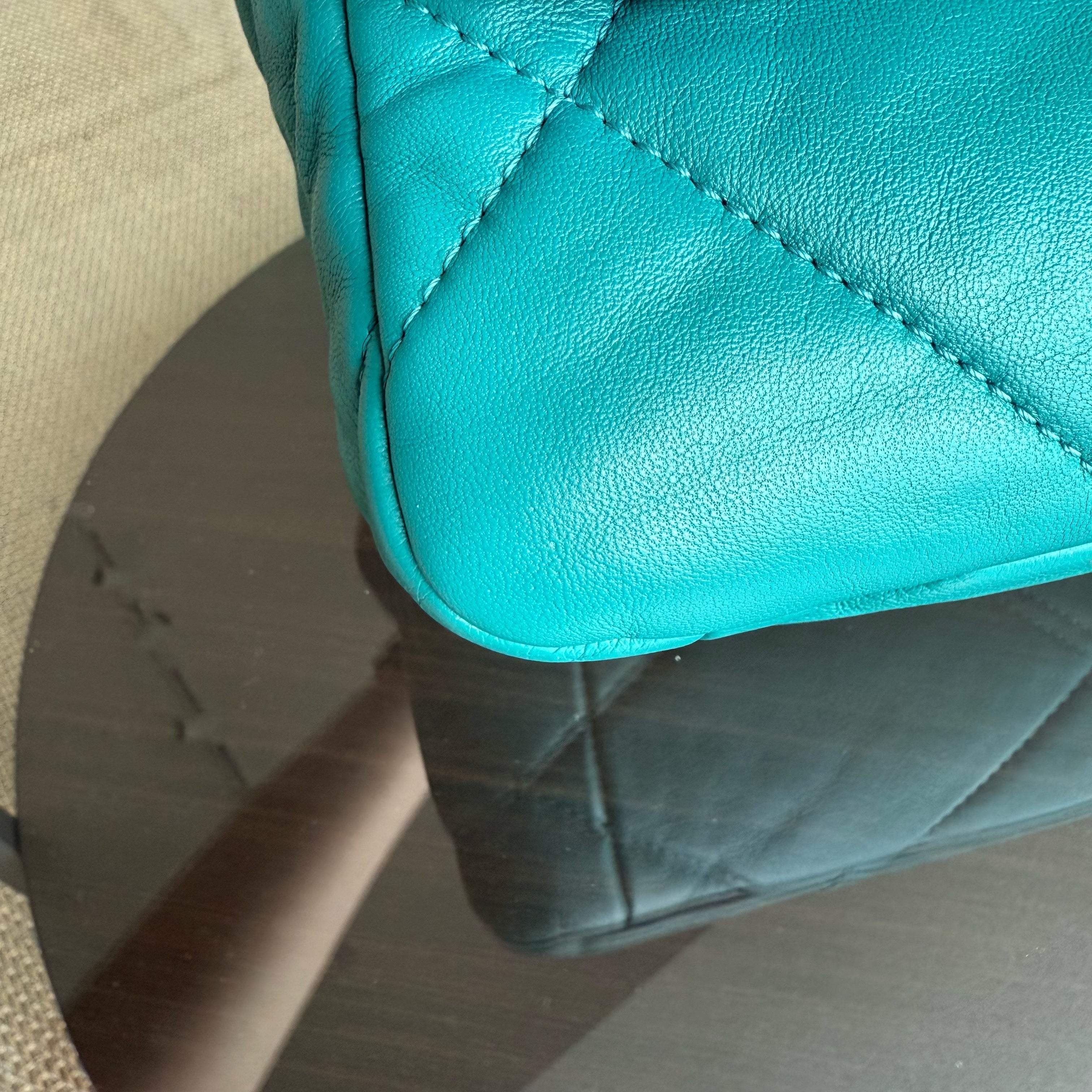 Chanel 19 Bag Small - Quilted Goatskin Green Blue Two-tone Hardware Series 30