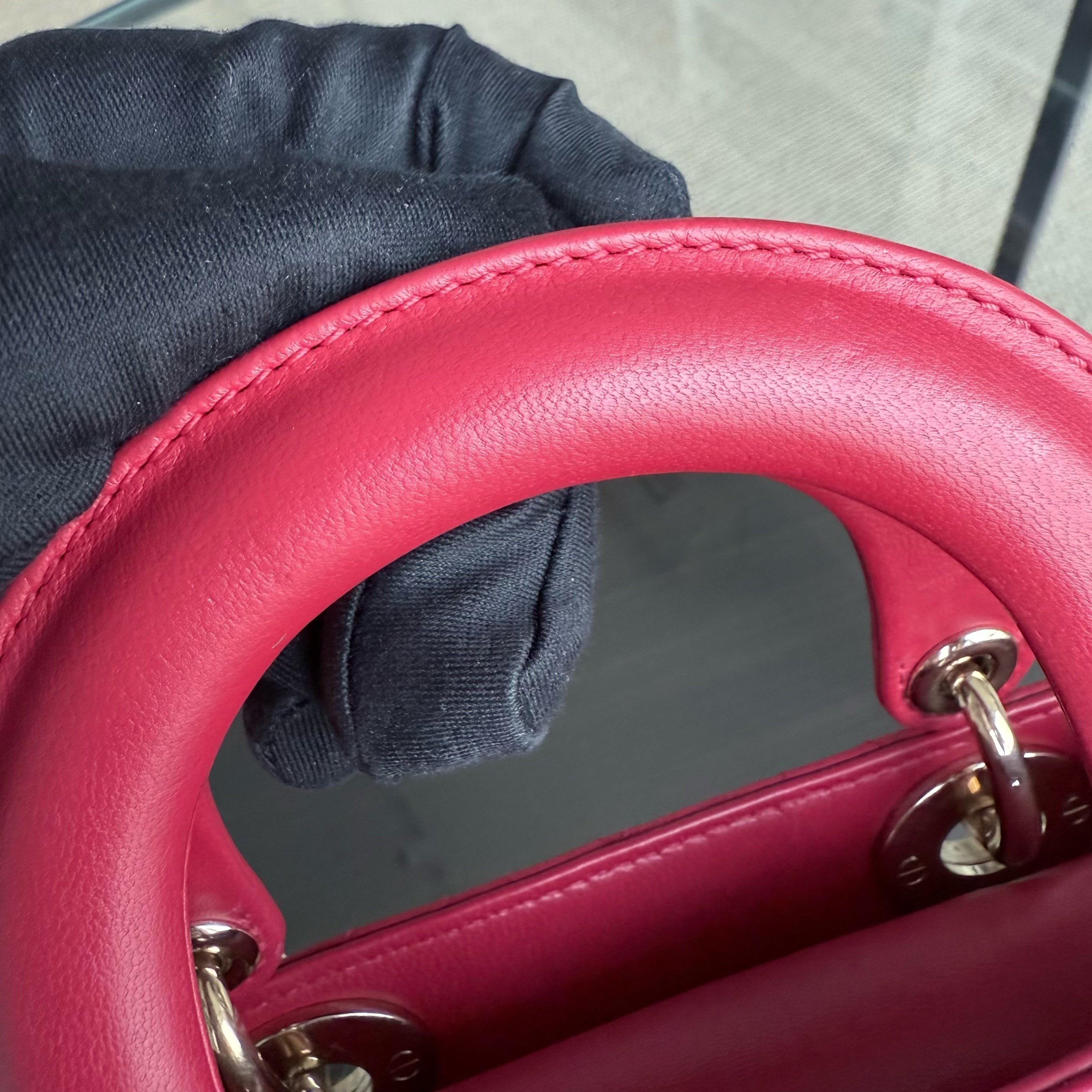 Dior Lady Mini - Cannage Lambskin Red Gold Hardware Adjustable Strap