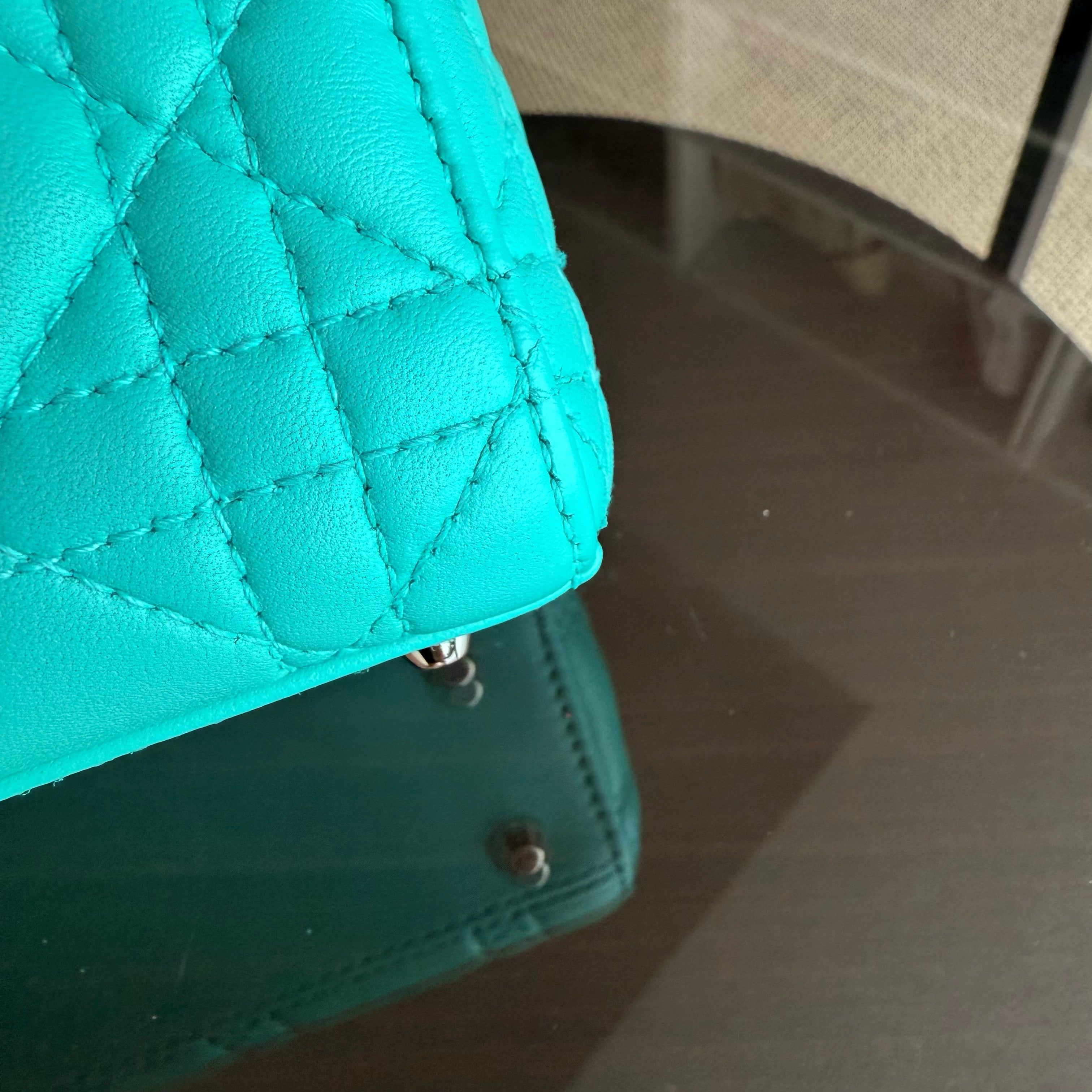 Dior Lady Mini - Cannage Lambskin Cyan Blue Silver Hardware Adjustable Strap