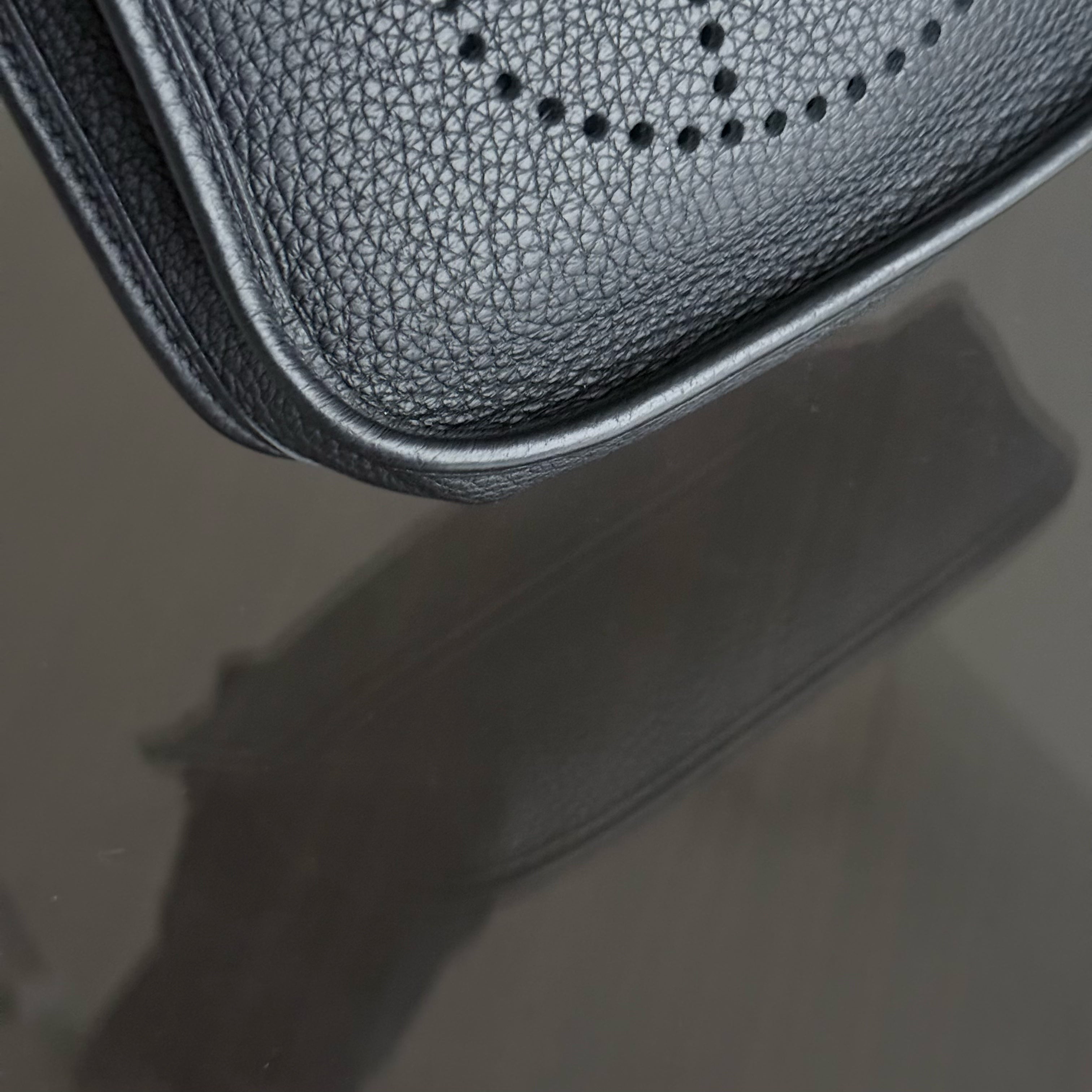 Hermes Evelyn Mini - Clemence Y Stamp Black Gold Hardware