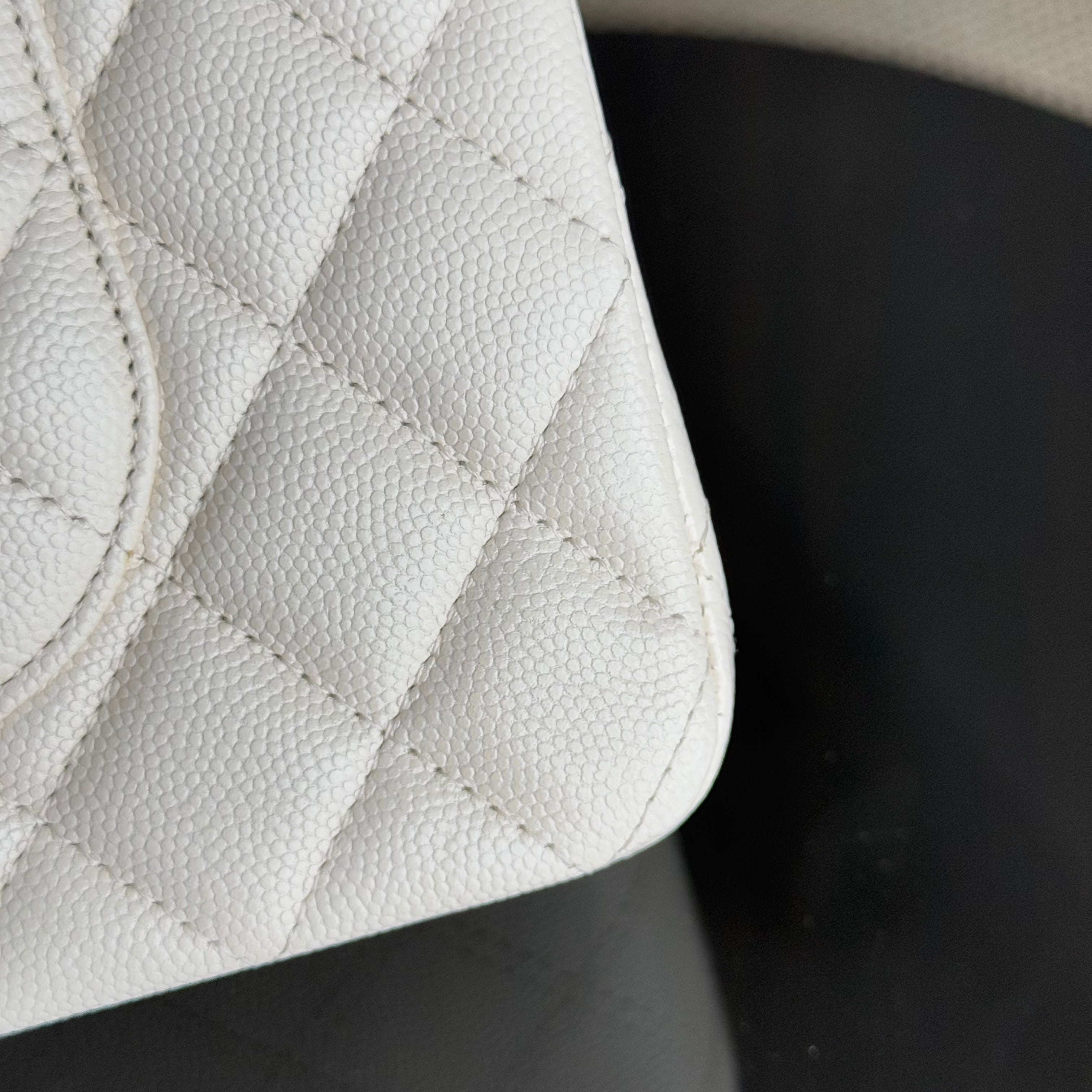 Deposit of Chanel Classic Flap Medium - Caviar 25CM Quilted Cream White Gold Hardware Series 23