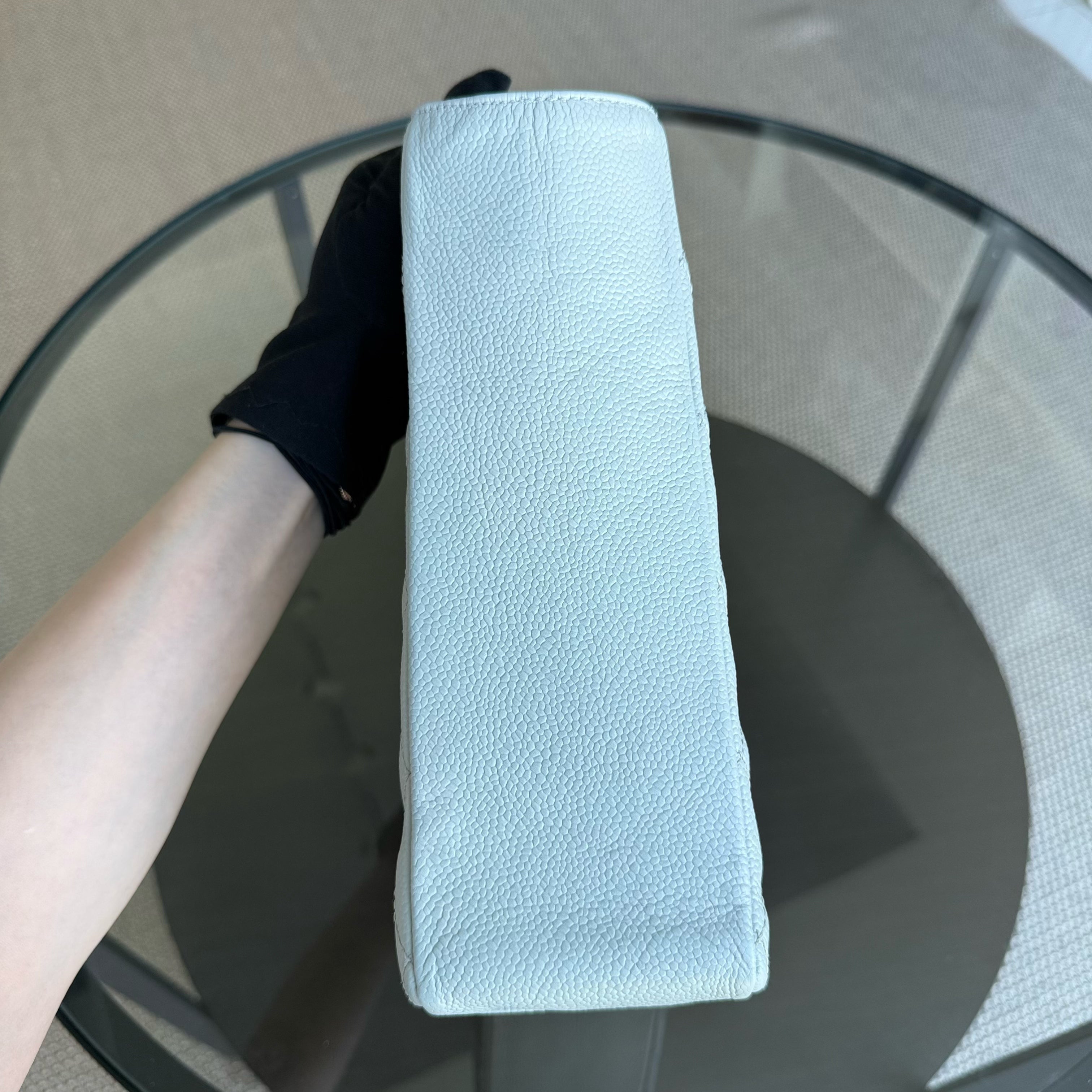 Chanel PST Petite Shopping Tote - Caviar Quilted Light Mint Cyan Silver Hardware