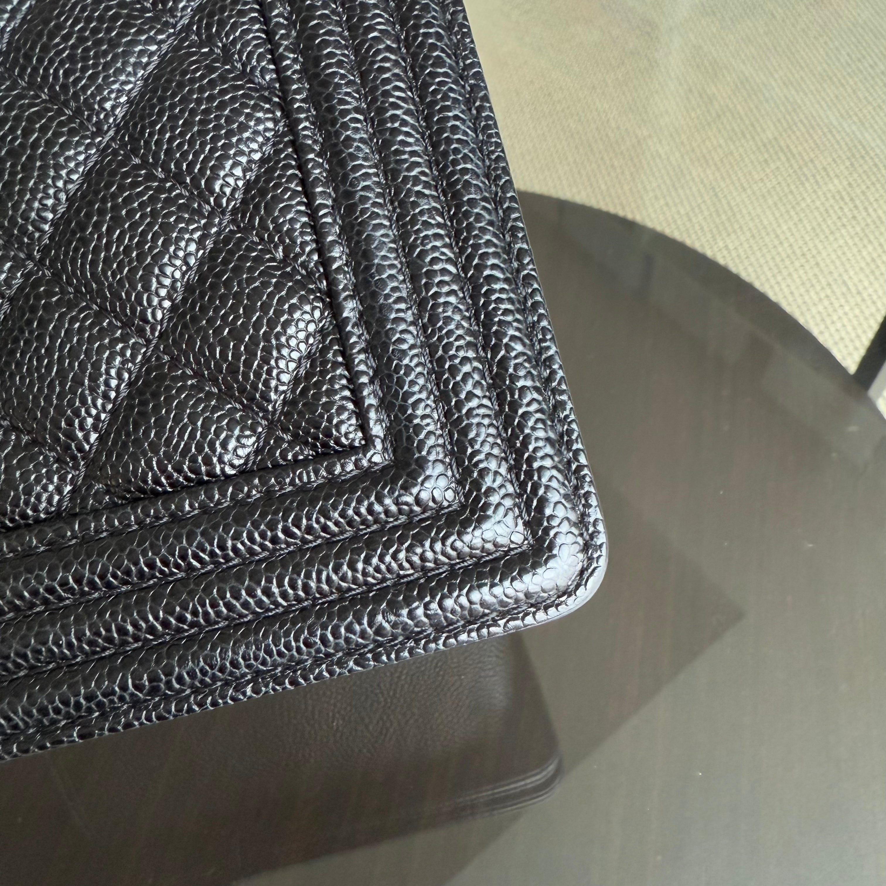 Chanel Boy Medium - Caviar 25CM Quilted Black Ruthenium Gold Hardware Series 20