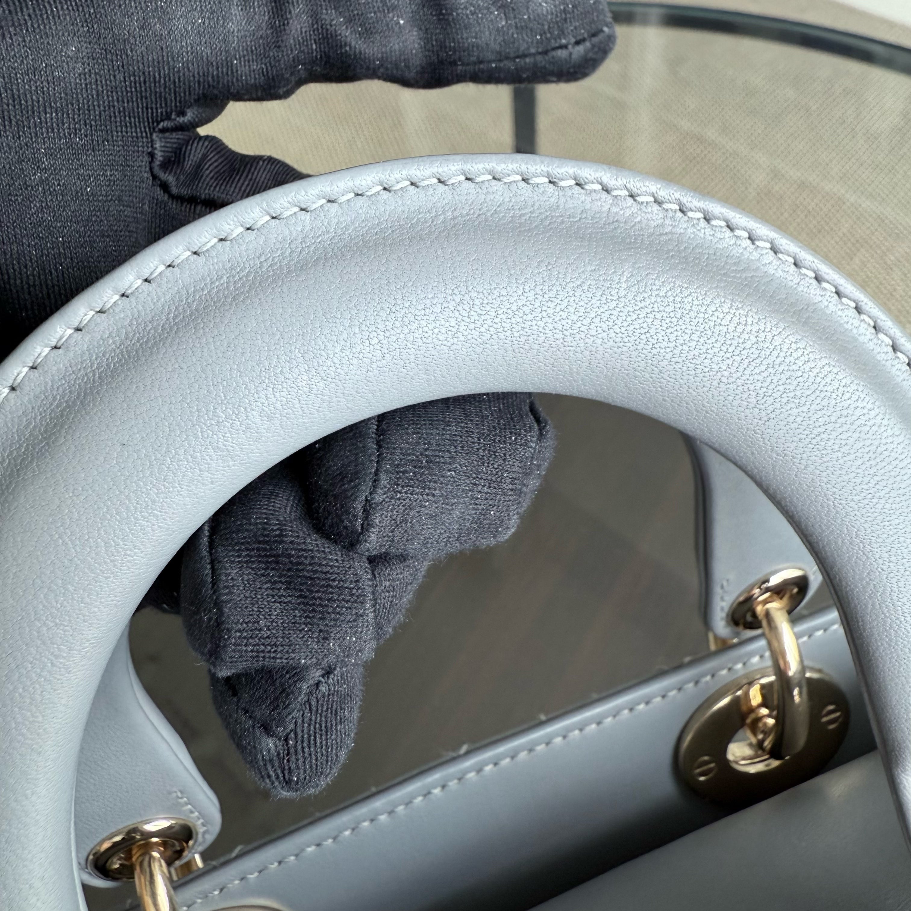 Dior Lady Flap ABC Small - Cannage Lambskin Grey Gray Gold Hardware MyABC