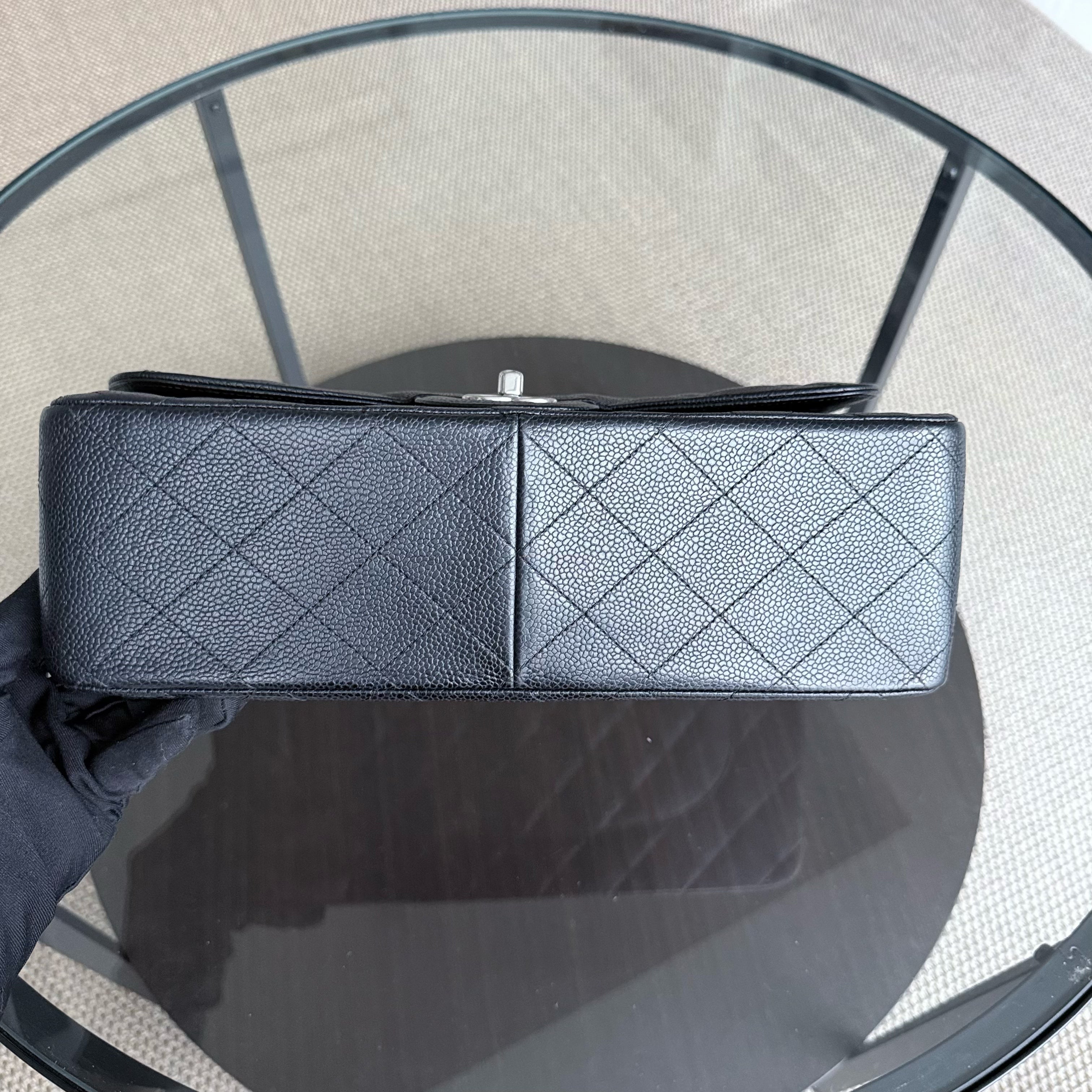 Chanel Classic Flap Jumbo - Caviar 30CM Quilted Black Silver Hardware Series 19