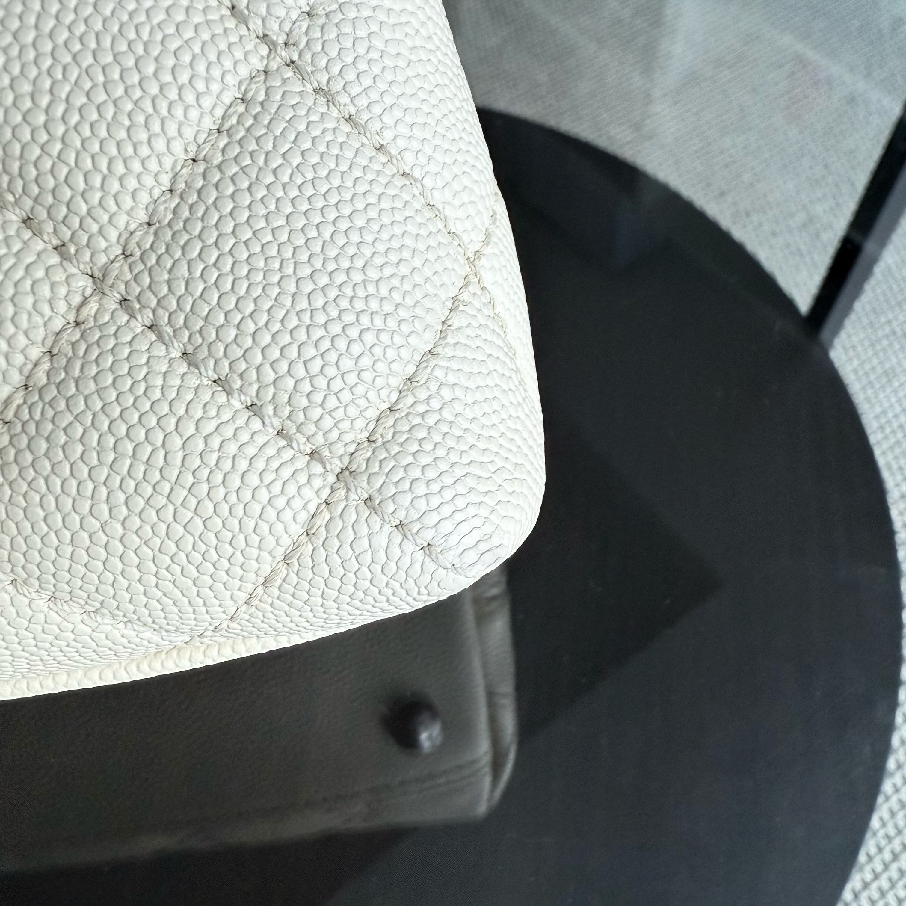 Chanel Coco Handle Small - Caviar Quilted Grained Calfskin White Ruthenium Silver Hardware