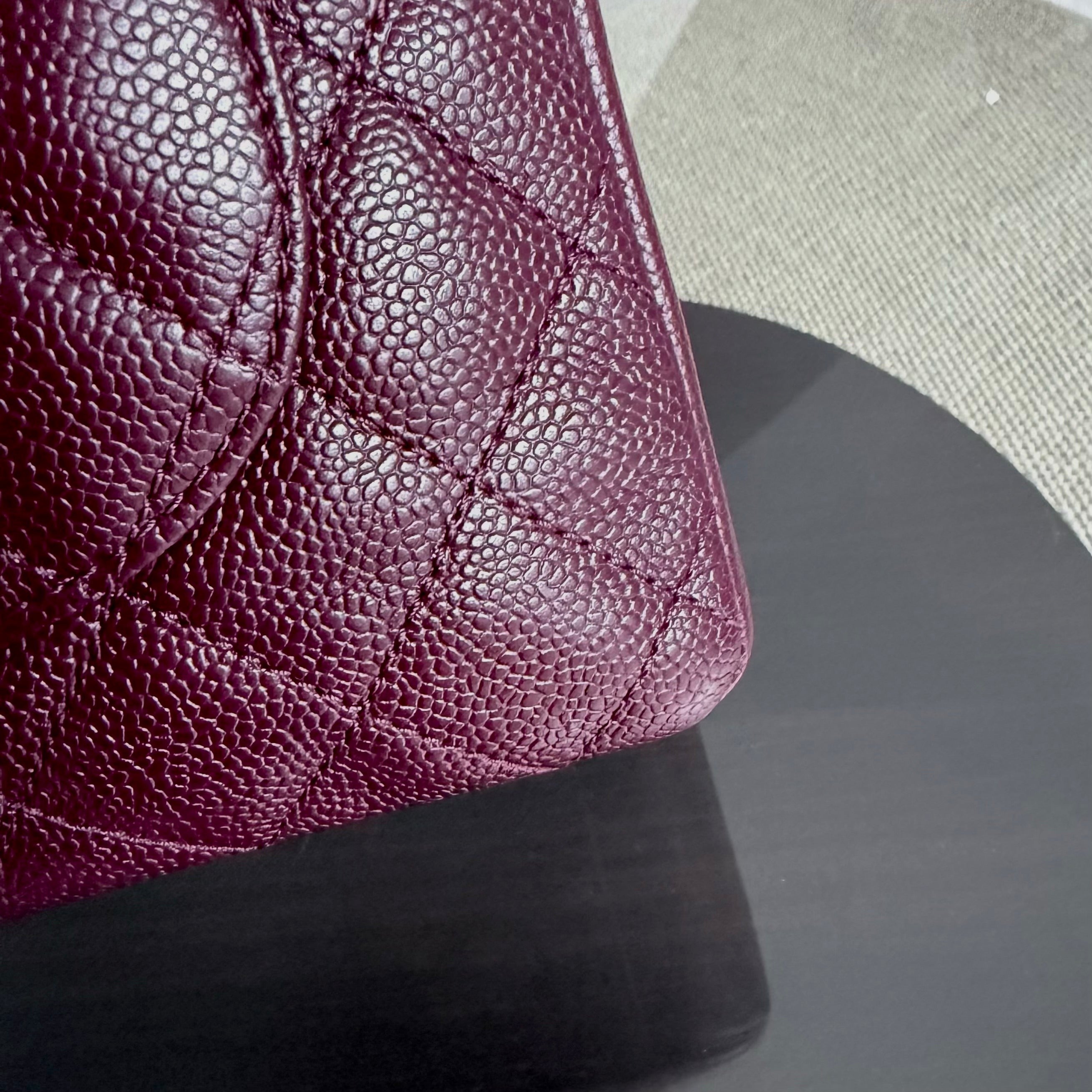 Chanel GST Grand Shopping Tote - Burgundy Caviar Quilted Silver Hardware Series 19