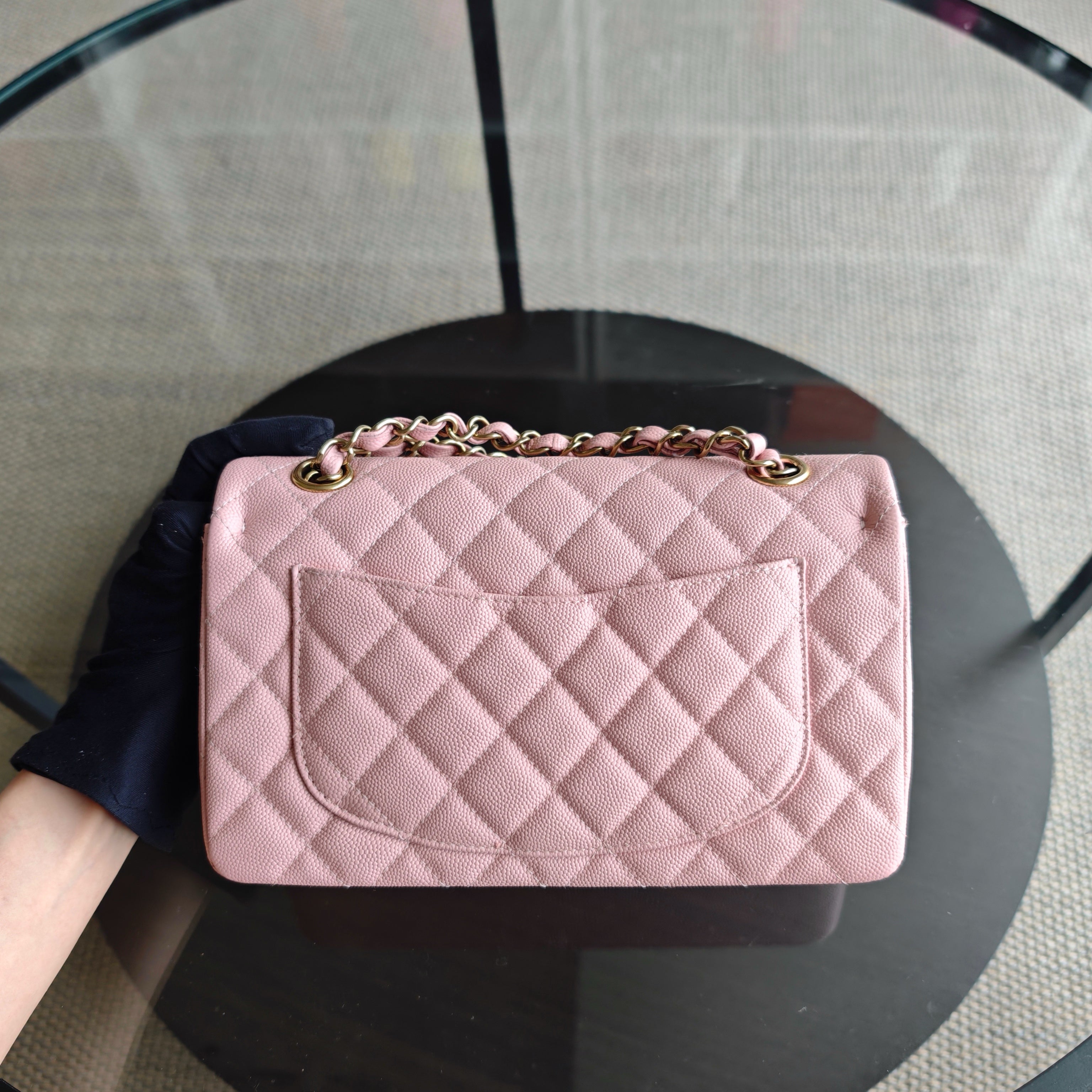 Chanel Classic Flap Small - Caviar 23CM Quilted Light Pink Gold Hardware Microchip
