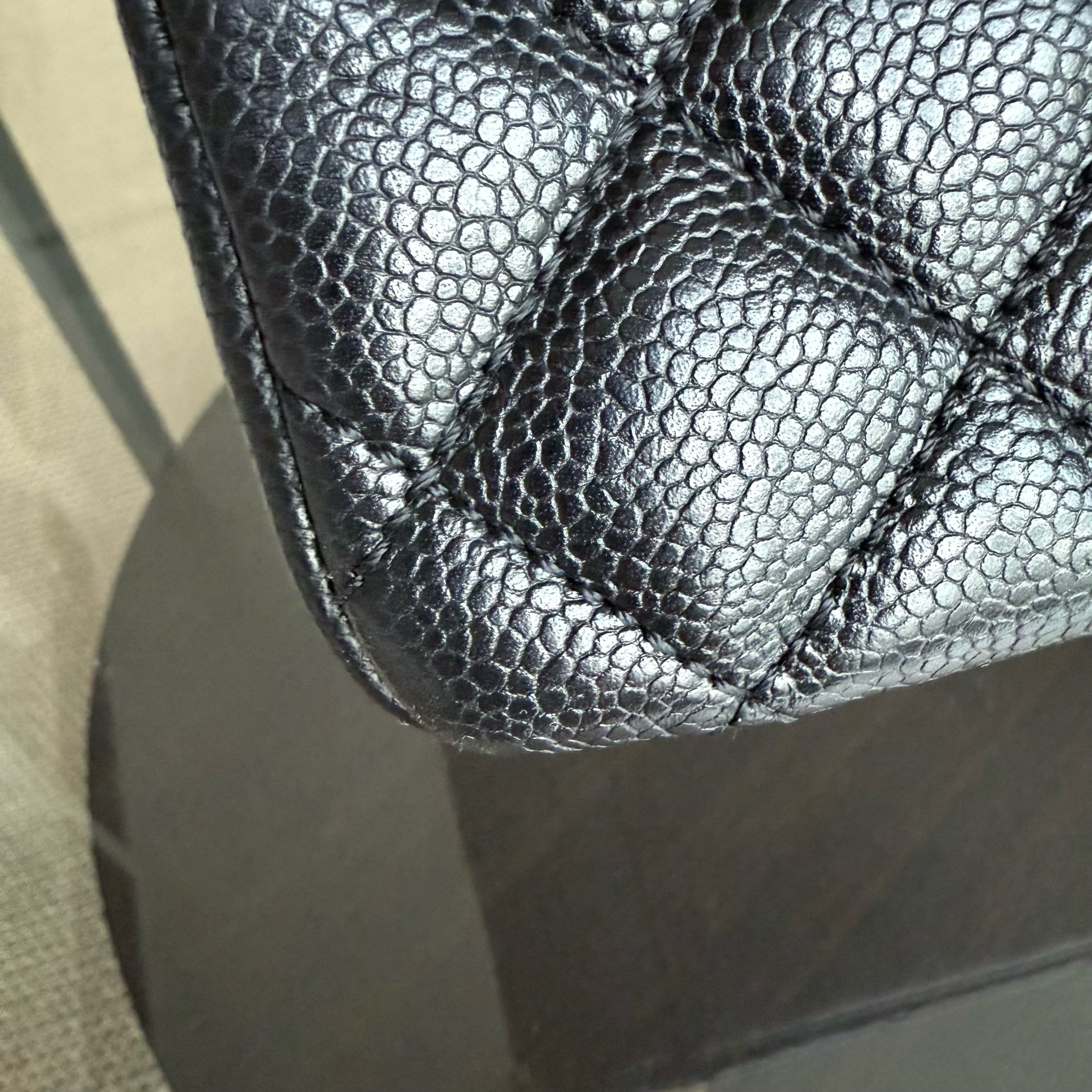 Chanel GST Grand Shopping Tote - Caviar Quilted Grained Calfskin Black Silver Hardware 13
